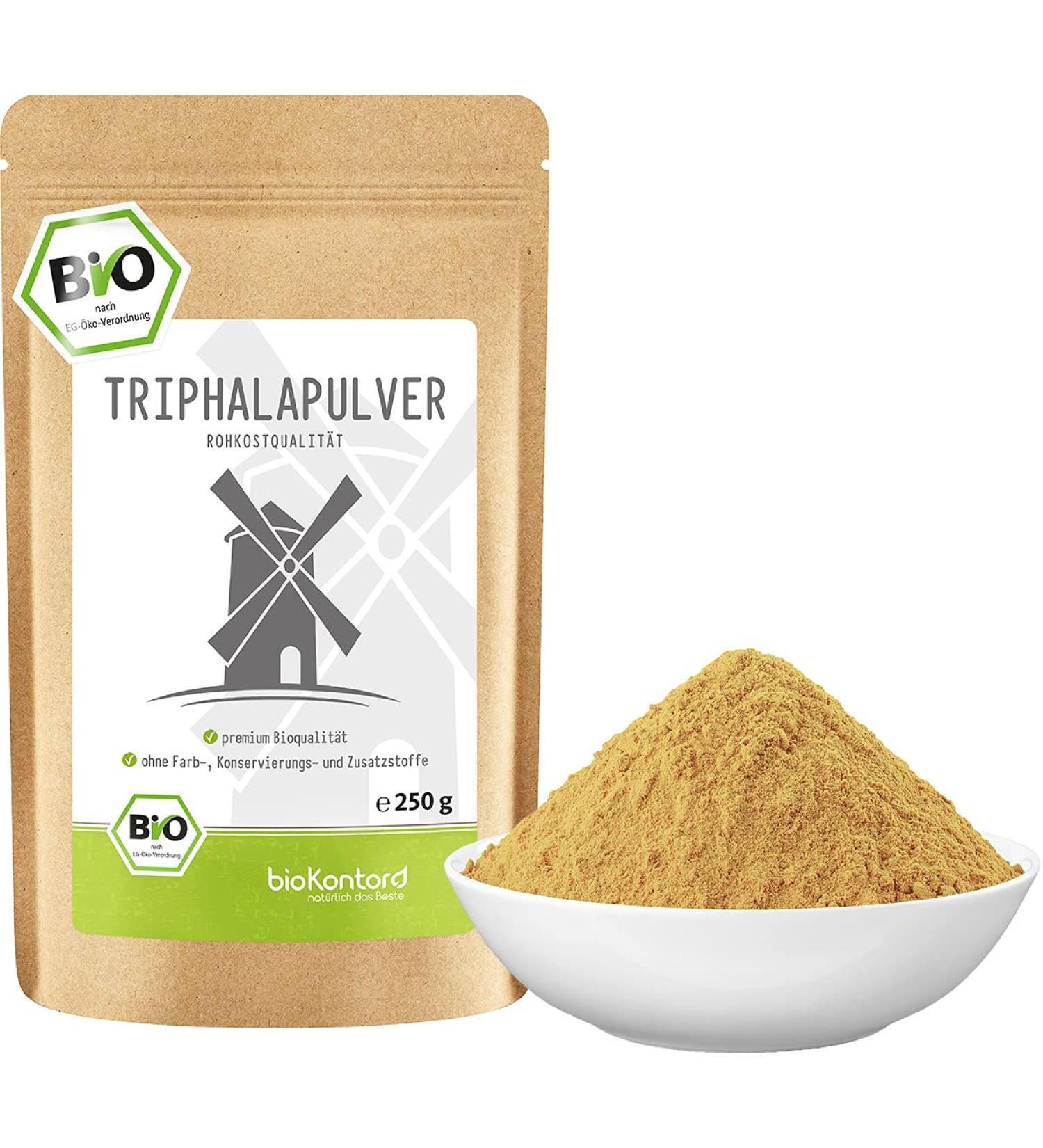 Buy Organic Triphala Powder 250g - Amla Haritaki Bibhitaki | 100% Pure Ayurveda | Biokontor - Buy Online on GoSupps.com