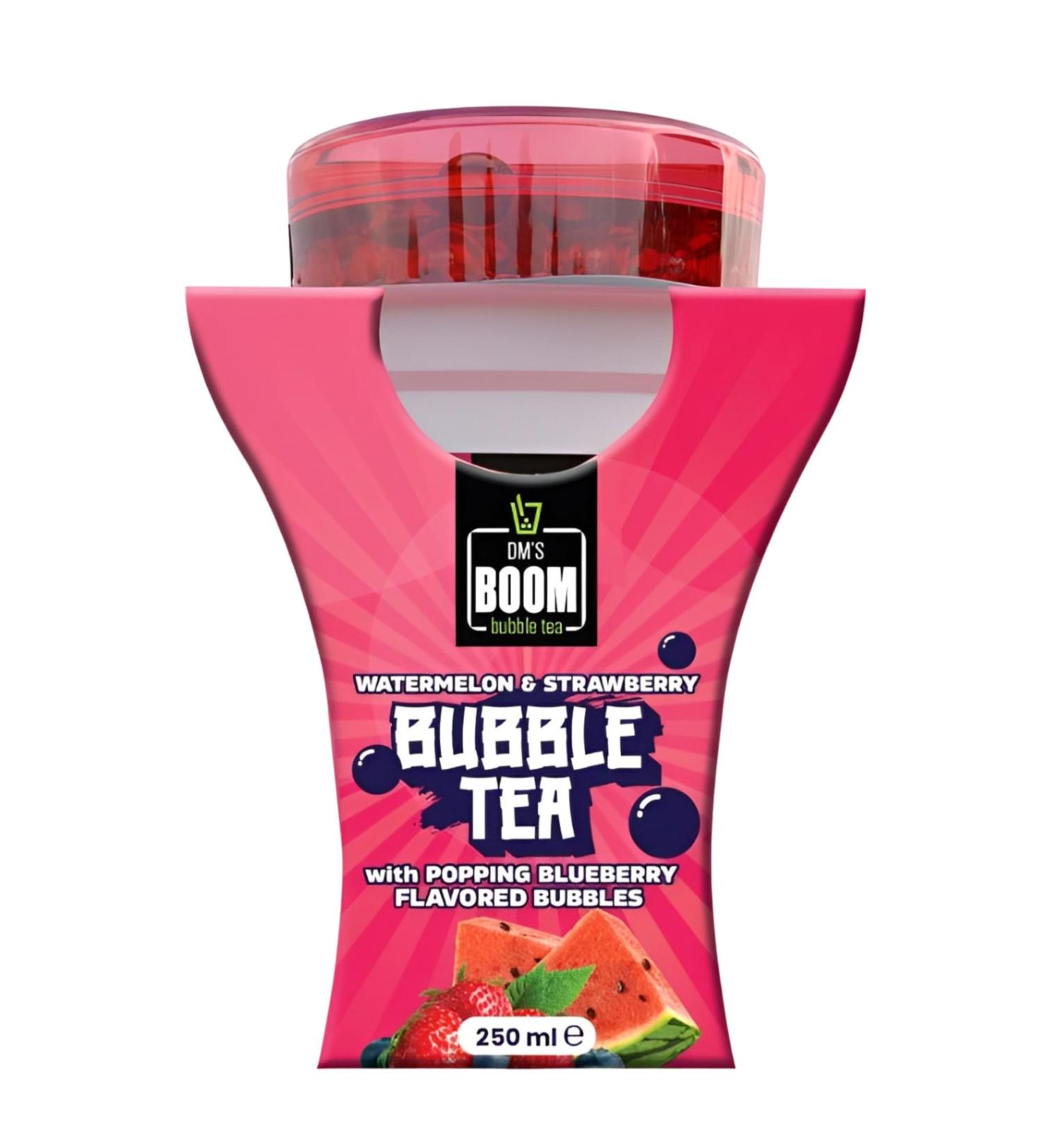 DM'S Boom Bubble Tea Watermelon & Strawberry Bubble Tea With Popping Blueberry Flavored Bubbles 250 ml (Pack of12) - Buy Online on GoSupps.com