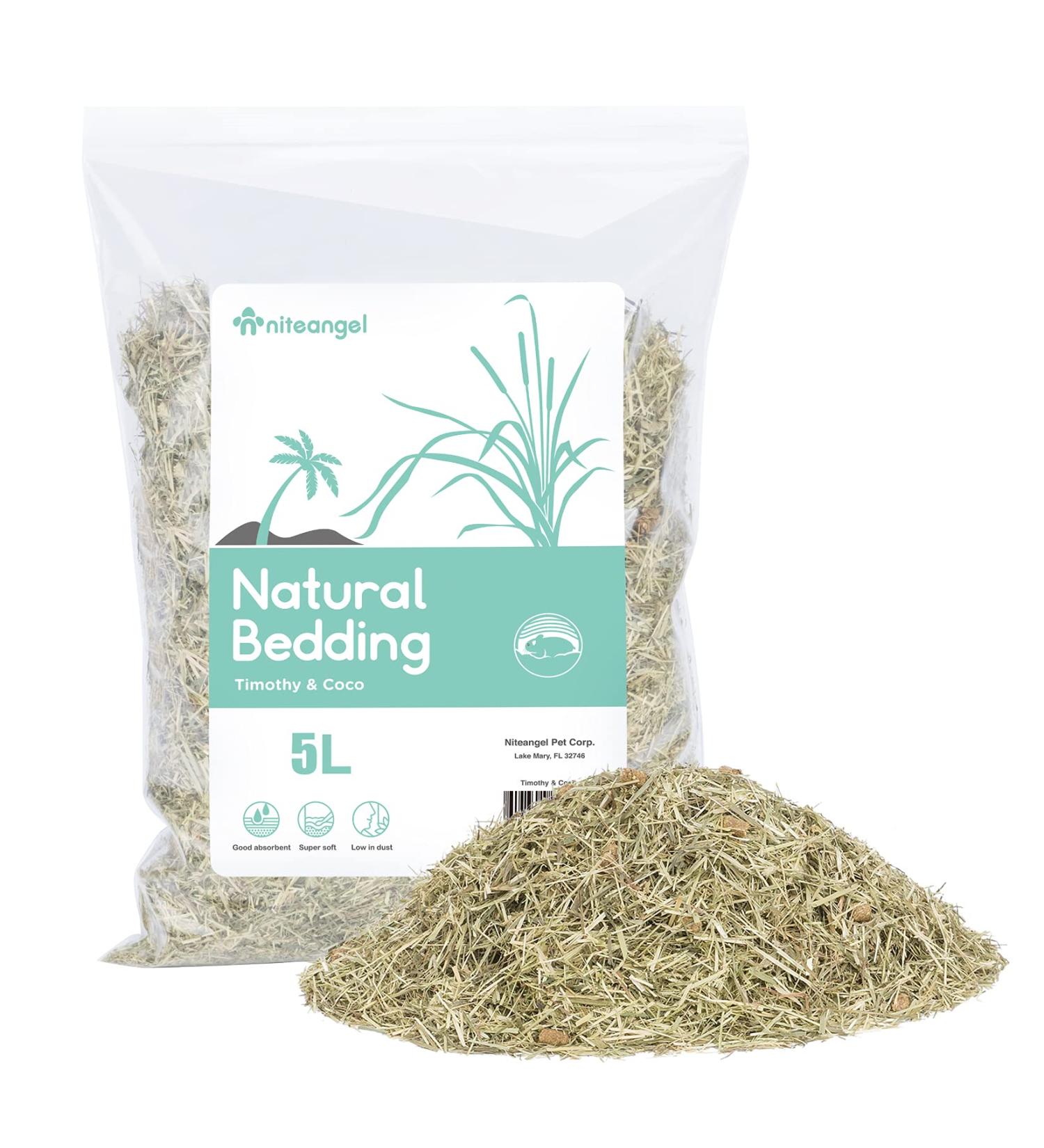 Niteangel Natural Soft Hamster Bedding Mix 5L - Ideal for Syrian Dwarf Hamsters, Gerbils, Mice, Degus, Bunnies & Small Pets - Timothy & Coco Blend - Buy Online on GoSupps.com