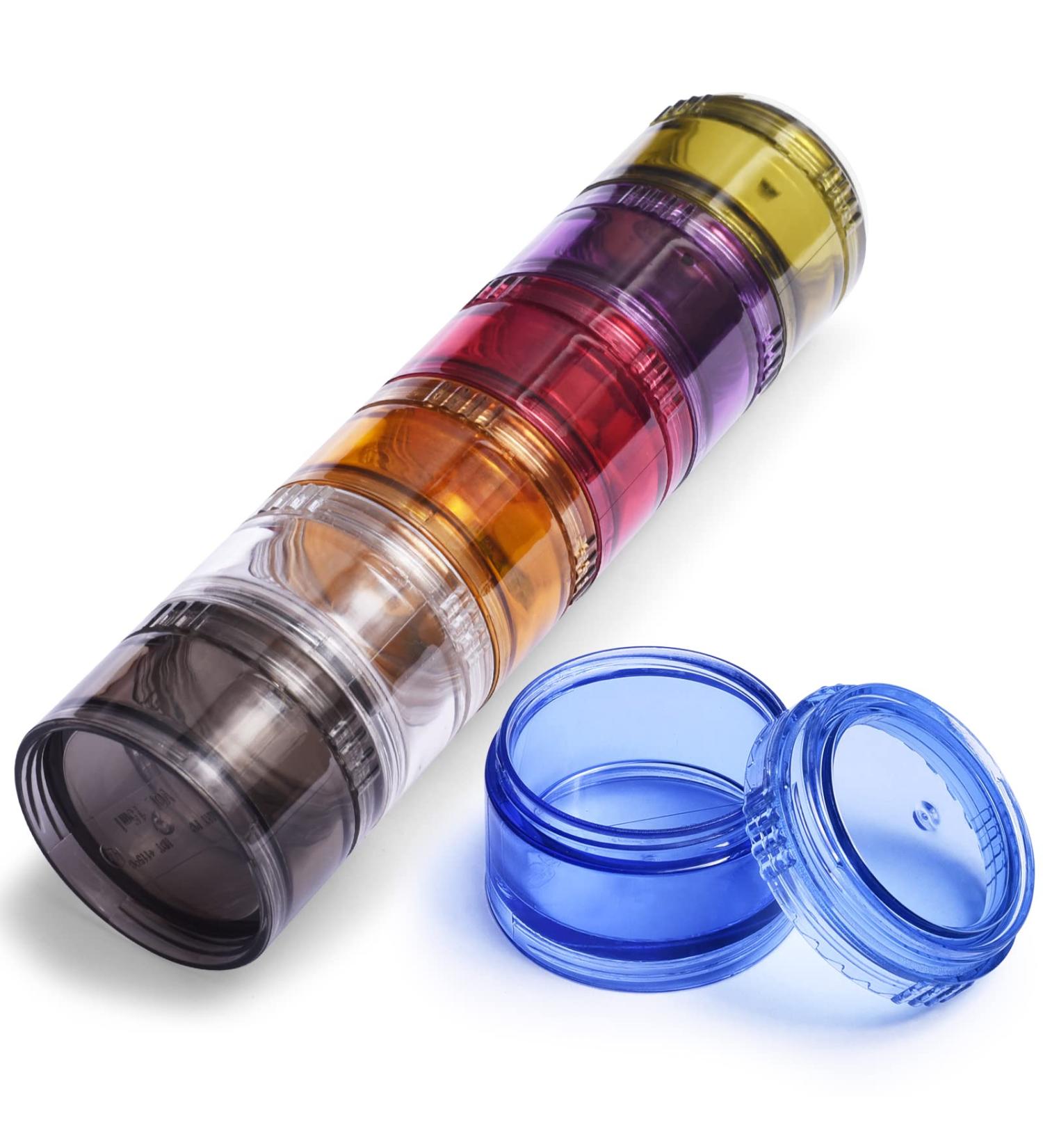 Cylindrical Pocket Pharmacy Moisture-Proof Travel Pill Organizer | 7 Day Colorful Pill Box | Free Combination of 7 Colors | International Shipping Available - Buy Online on GoSupps.com