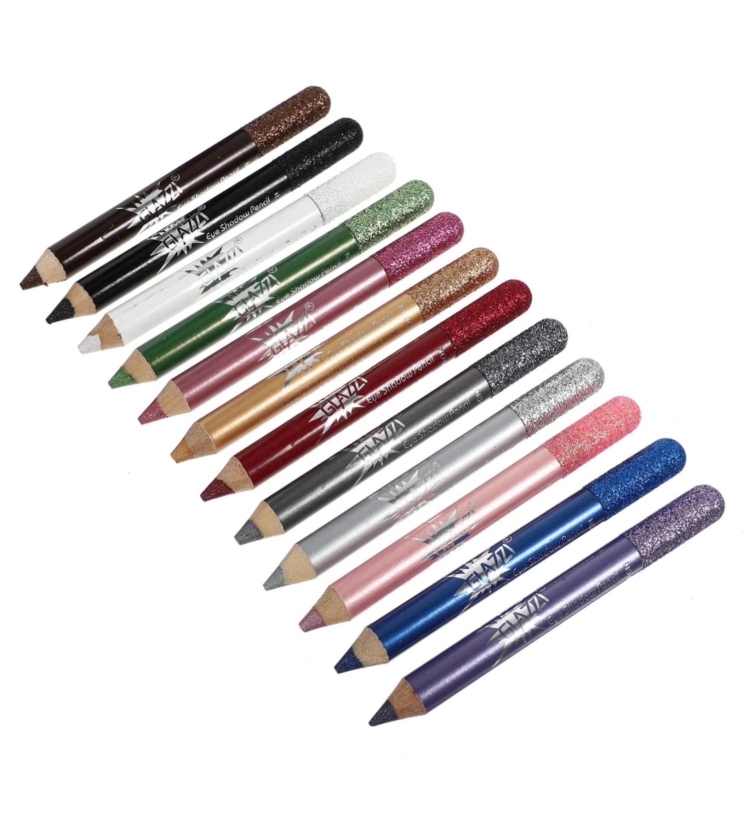 DRESSOOS 12pcs Pearlescent Eyeshadow Pencil Jumbo Eye Pencil Colored Eyeliner Pencils Glitter Eyeliner Powder - Buy Online on GoSupps.com