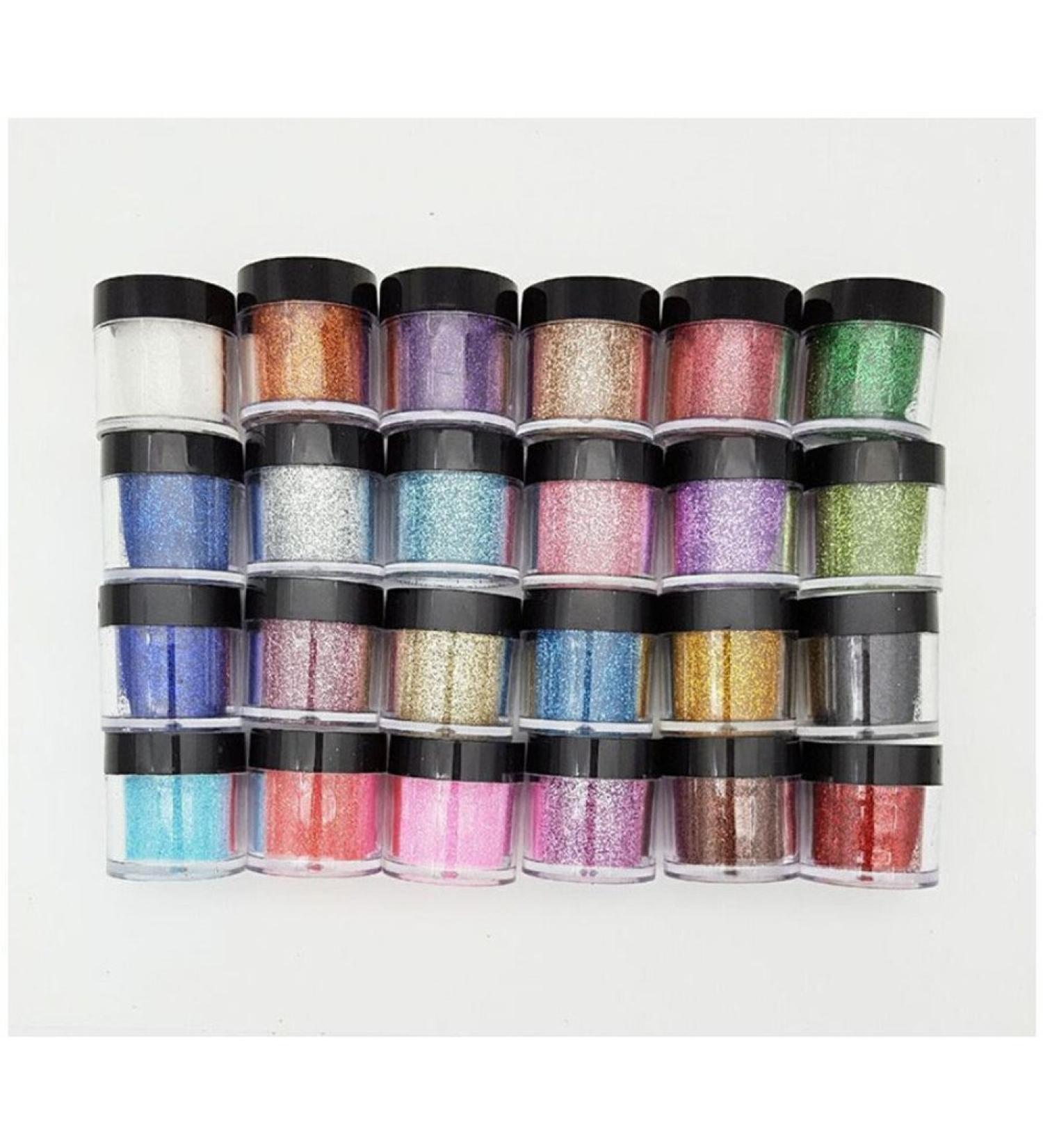 XICHEN 24 Colour Fine Acrylic Glitter Powder for Nail Art - Decoration Dust Powder - Buy Online on GoSupps.com