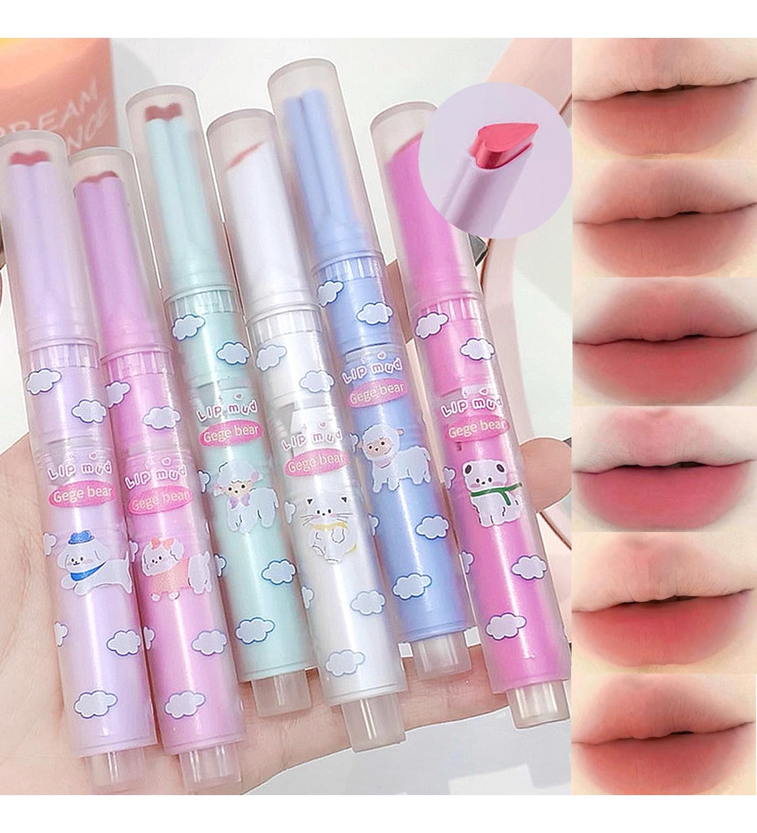6 Colors Cute Love Lipstick Set - Heart Shape Velvet Matte Waterproof & Long Lasting Lip Clay for Girls - Buy Online on GoSupps.com
