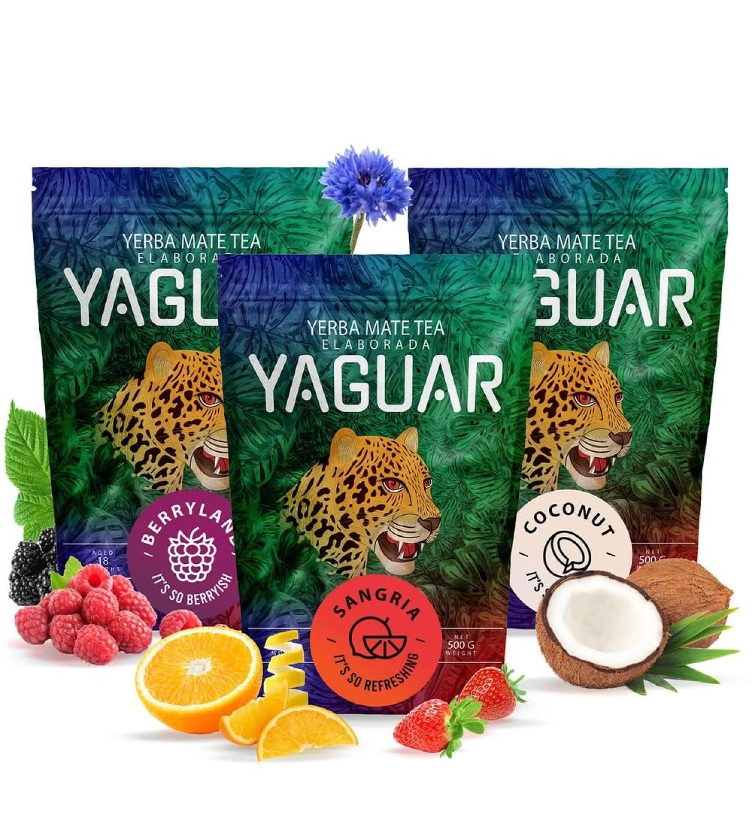 Yaguar Yerba Mate 3x500g Sangria Coconut Berryland Saveurs Fruit es et Exotiques - Buy Online on GoSupps.com