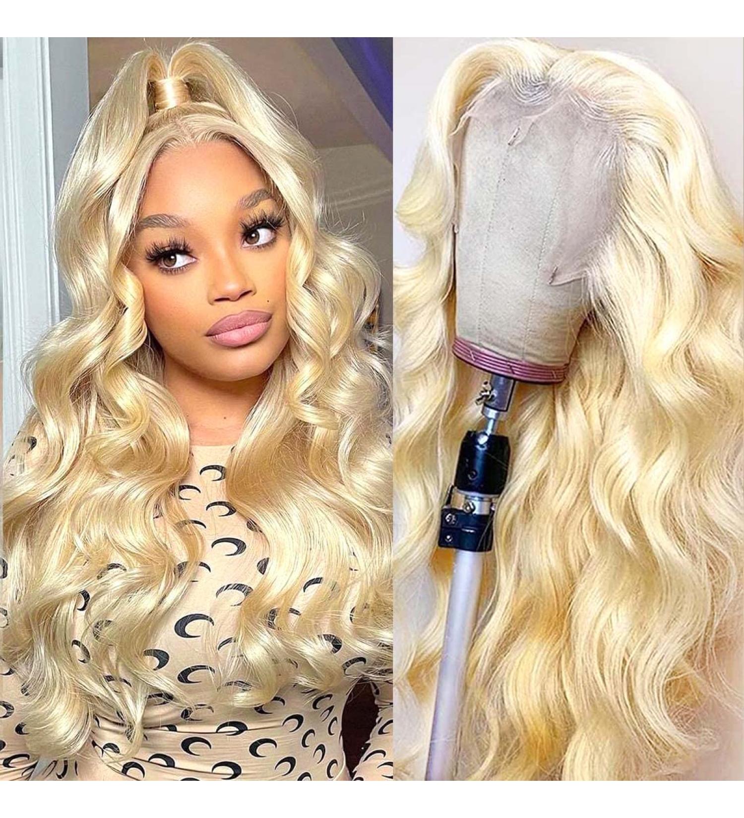 613 Blonde Human Hair Lace Front Wig 20 Inch - Brazilian Virgin Body Wave, 180% Density, HD Lace Frontal, Pre Plucked with Baby Hair - Buy Online on GoSupps.com