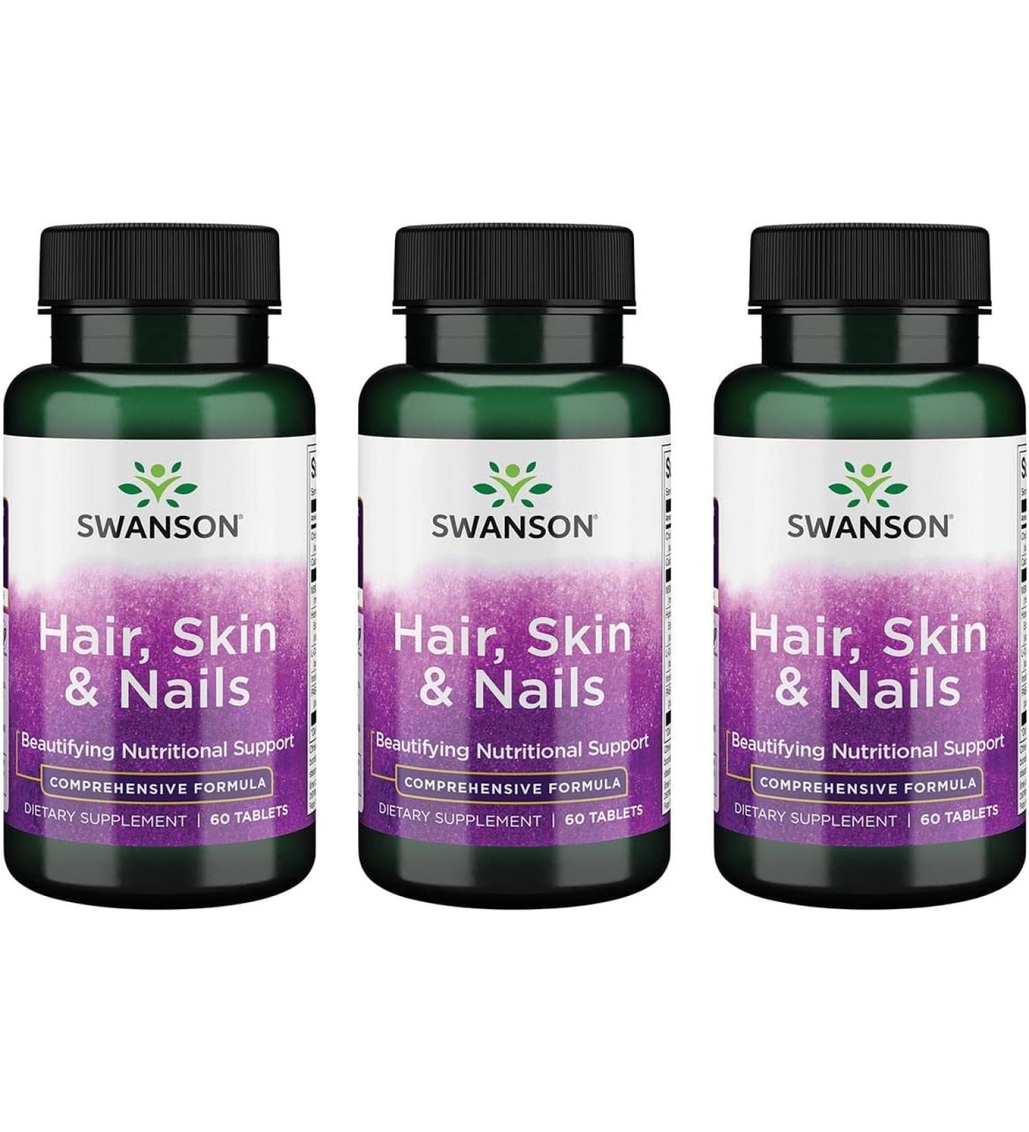 Swanson Hair Skin & Nails Pack of 3 - 60 Tablets - Buy Online on GoSupps.com