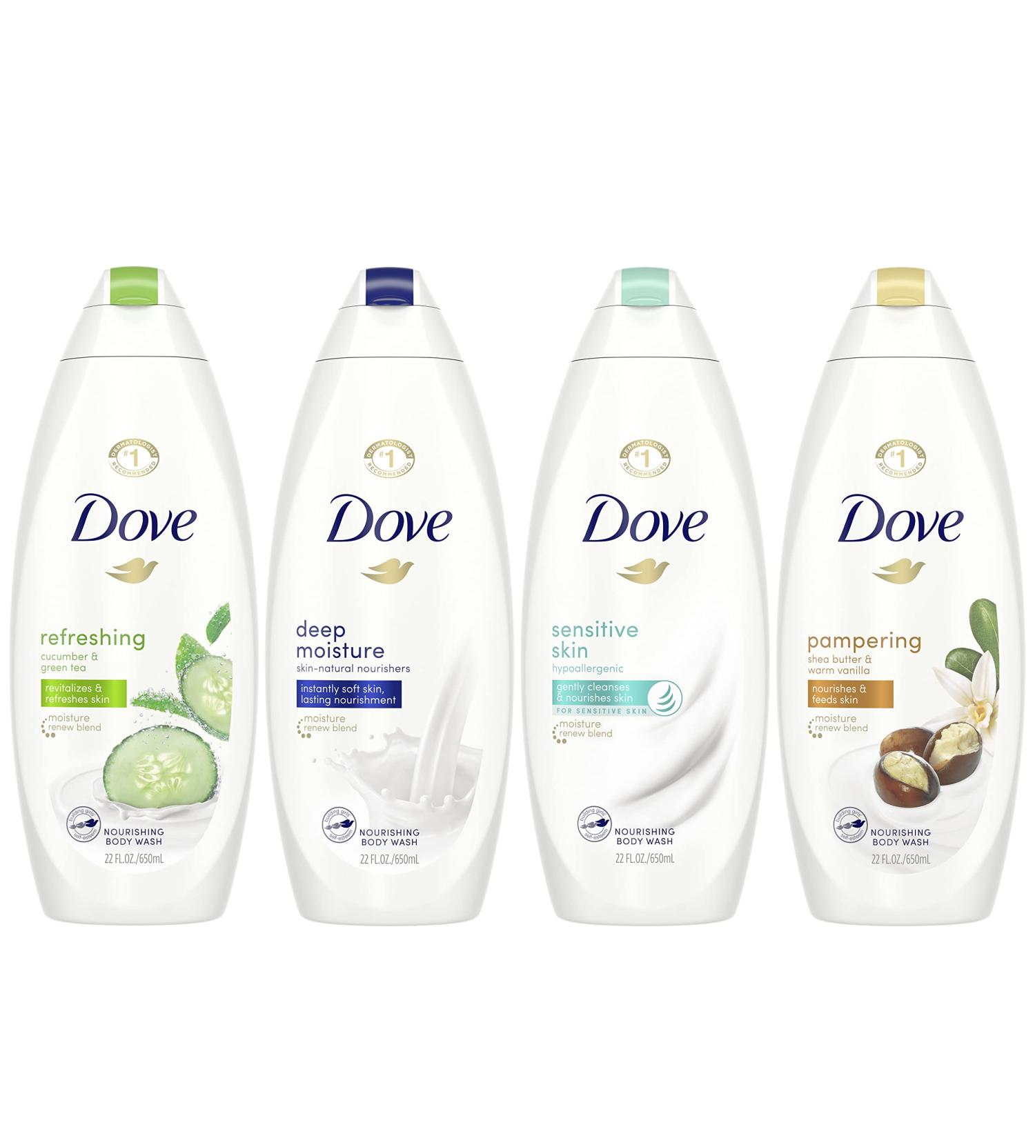 Dove Mixed Body Wash Pack - Nourishing Cleanser for Soft Skin, 4 Count - Buy Online on GoSupps.com