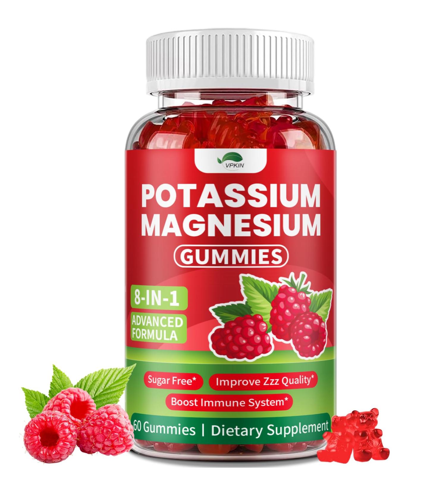 Potassium Magnesium Gummies Potassium Gummies Sugar Free for Adults Kids High Absorption Potassium Magnesium Supplement with Zinc Sugar Free(Raspberry Flavor 60 Count) - Buy Online on GoSupps.com