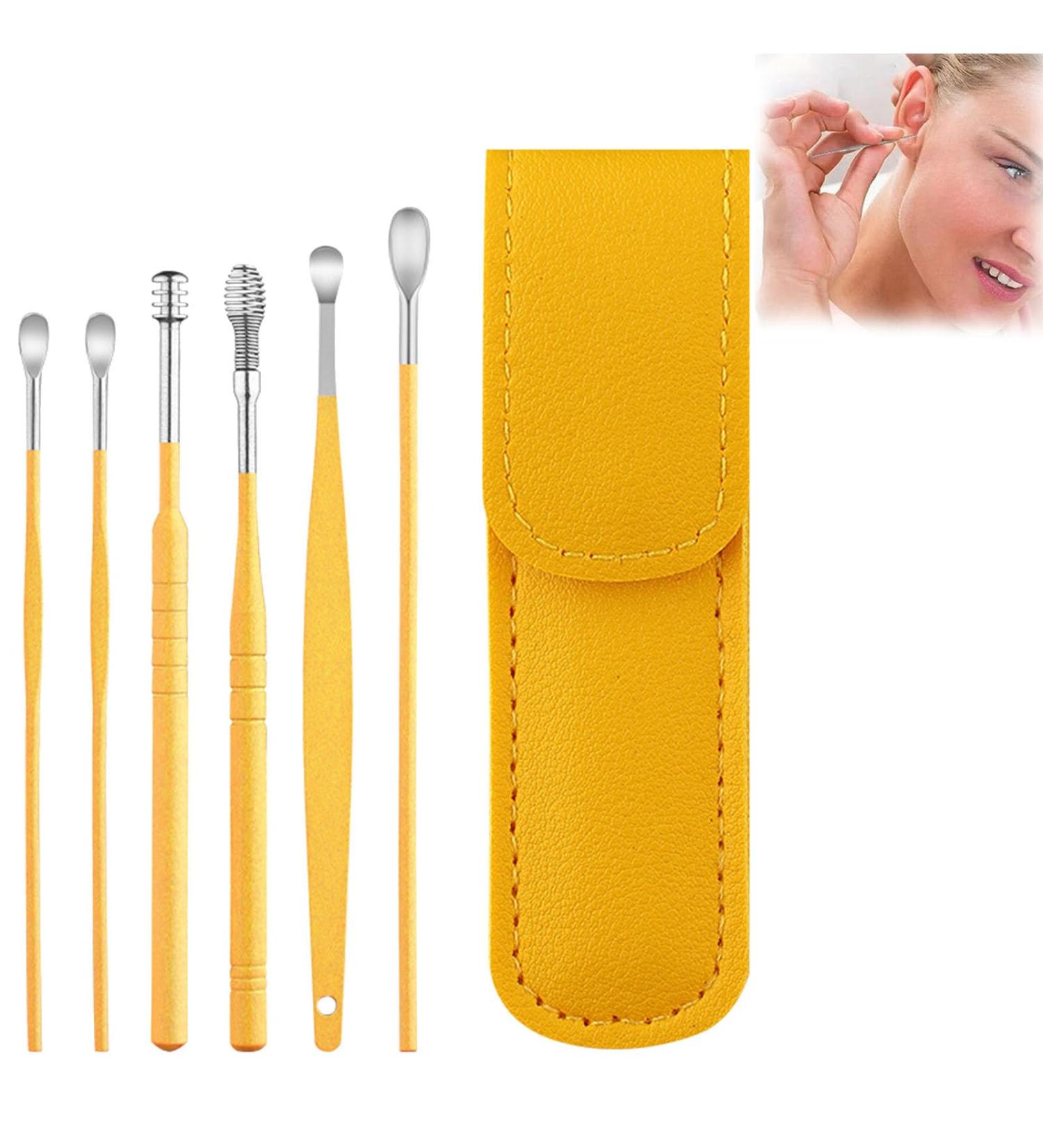 Latuzio Ear Cleaner Sokera Ear Wax Remover Ear Wax Cleaner Tool Set 6PCS Innovative Spring Earwax Cleaner Tool Set (Yellow) - Buy Online on GoSupps.com