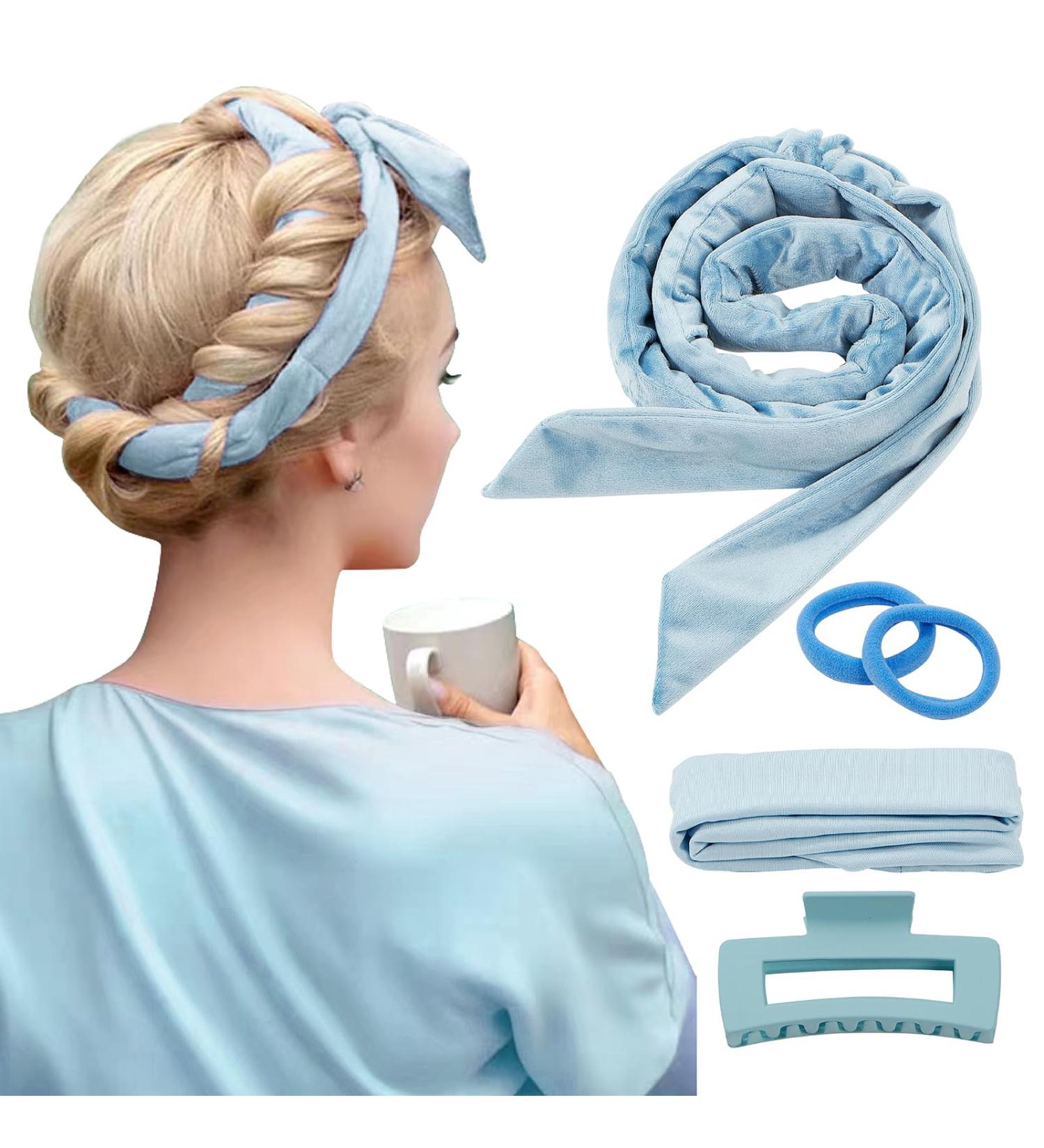 PandyCare Heatless Hair Curler Headband | Overnight Curls | No Heat Curling Set | 100% Combed Cotton | Medium & Long Hair | Blue - Buy Online on GoSupps.com