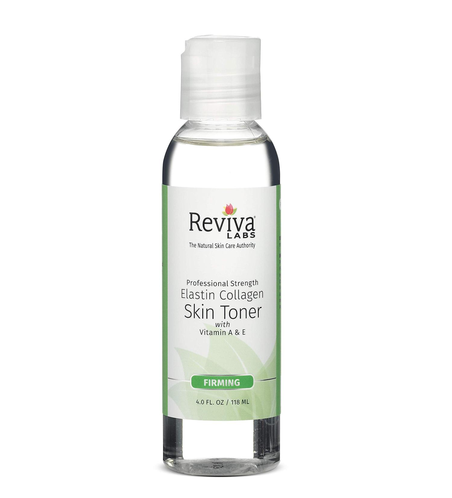 Elastin Collagen Skin Toner with Vitamin A Vitamin E | Reviva Labs | for Dry Skin Aging Skin Alcohol Free Restores pH and Firms and Tones Skin's Appearance