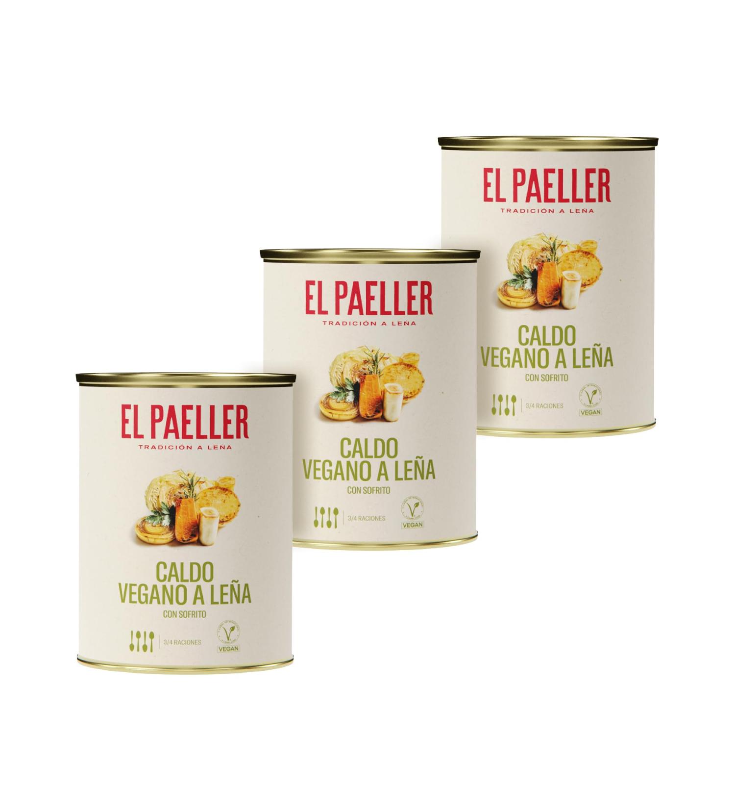 EL PAELLER - Bouillon de L gumes | 100% V gan | Cuit au Feu de Bois avec des Ingr dients 100% Naturels | Certifi Vegan Food | Id al pour Paellas et Riz | Pack de 3 unit s 3 Litres | Sans Conservateu - Buy Online on GoSupps.com