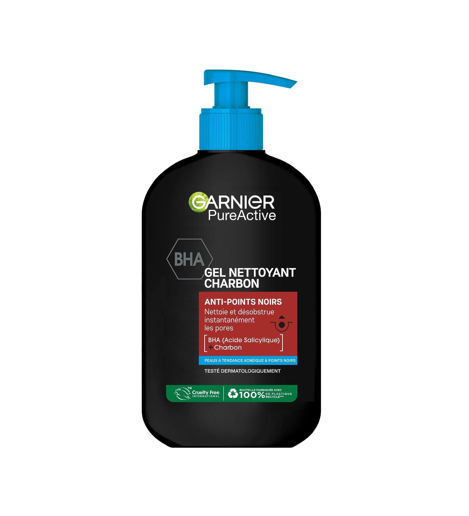 Garnier Pure Active - Charcoal Cleansing Gel - Reduces Blackheads & Pimples - Cleanses & Unclogs Pores - BHA & Charcoal - Vegan & Cruelty Free - Acne-Prone Skin - 250 ml - Buy Online on GoSupps.com