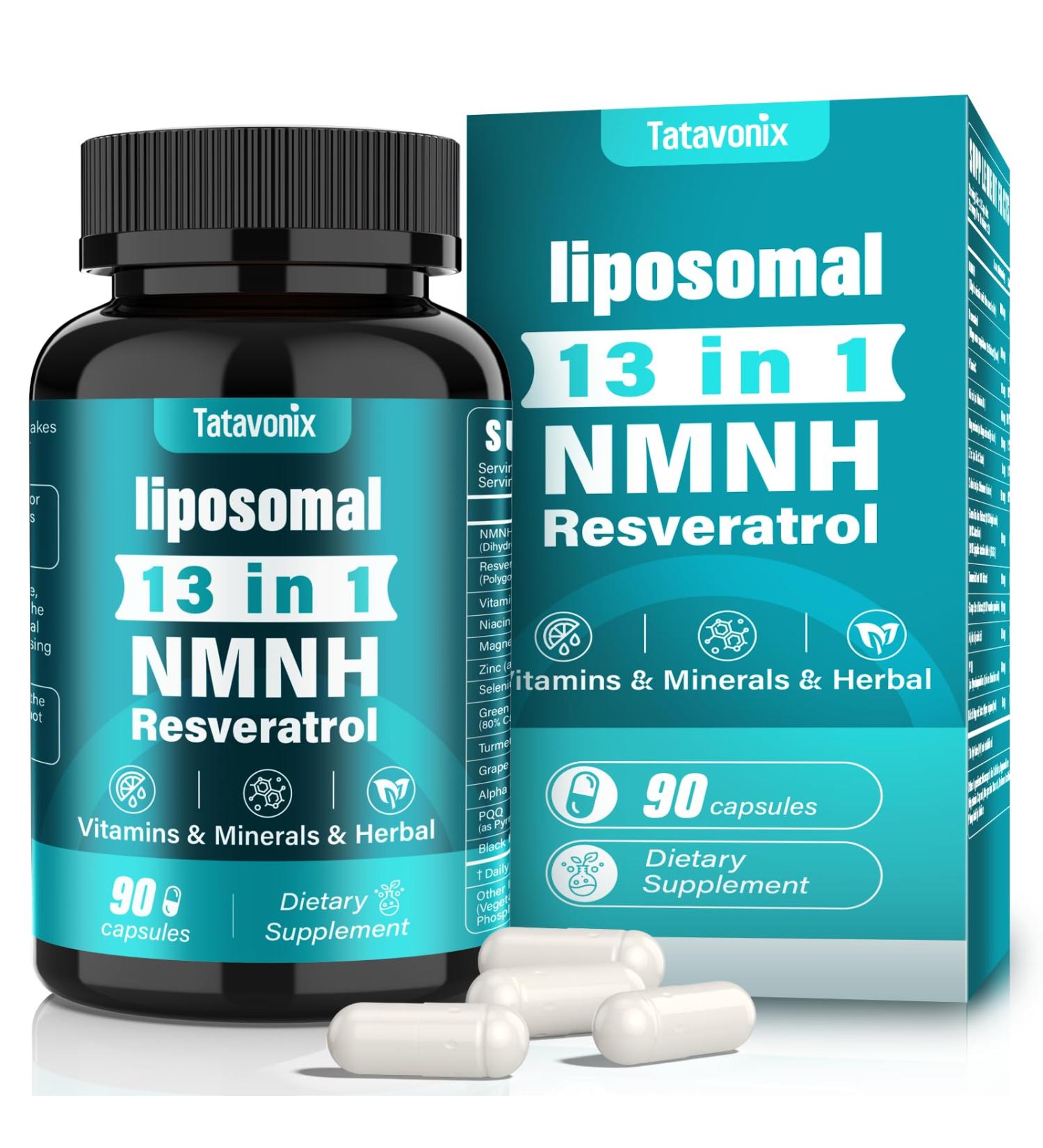 13 in 1 NMNH (Dihydronicotinamide Mononucleotide) 1000mg Per Serving NMN Supplement Alternative with Liposomal NAD+ and Resveratrol Non-GMO Gluten-Free for Anti-Aging Energy Focus 90 Capsules 90 Count (Pack of 1) - Buy Online on GoSupps.com