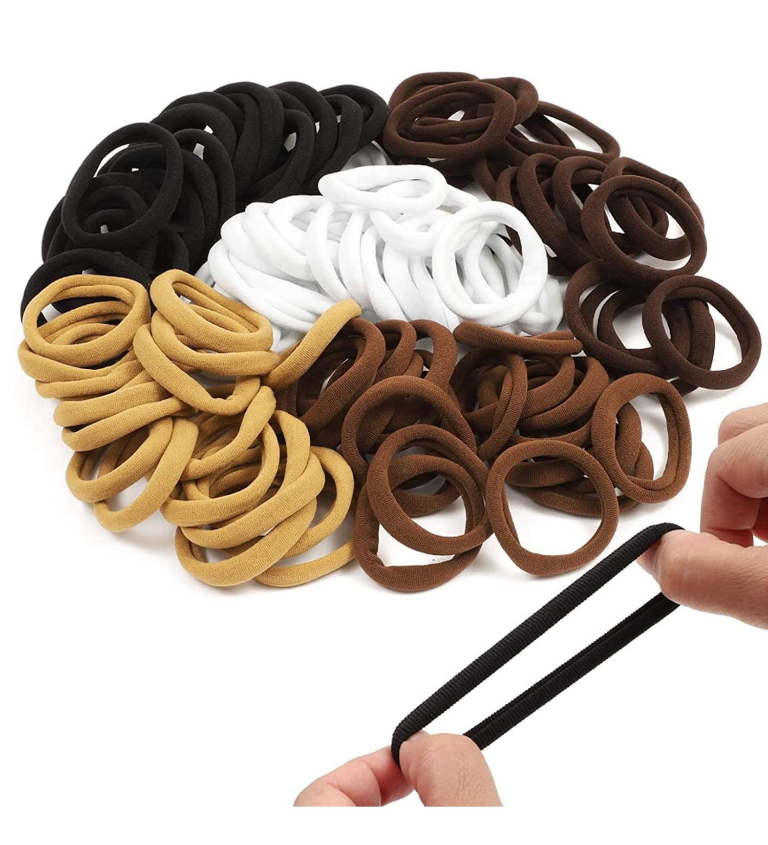 200PCS Guoxi High Elastic Soft Hair Ties Seamless Ponytail Holders Hair Scrunchies - 5 Colors, No Damage - Brown - Buy Online on GoSupps.com