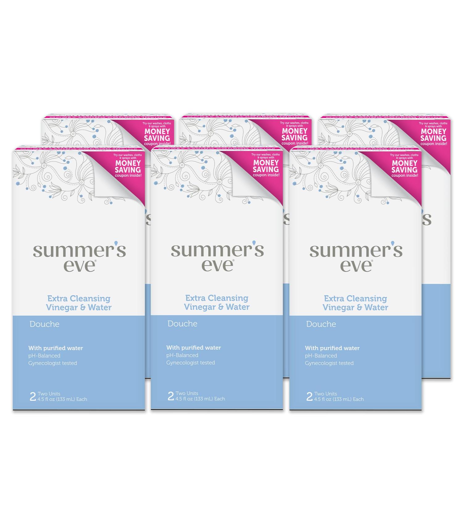Summer's Eve Vaginal Douche - Extra Cleansing Vinegar & Water 6 Pack | 9 Fl Oz | Women's Personal Care - Buy Online on GoSupps.com