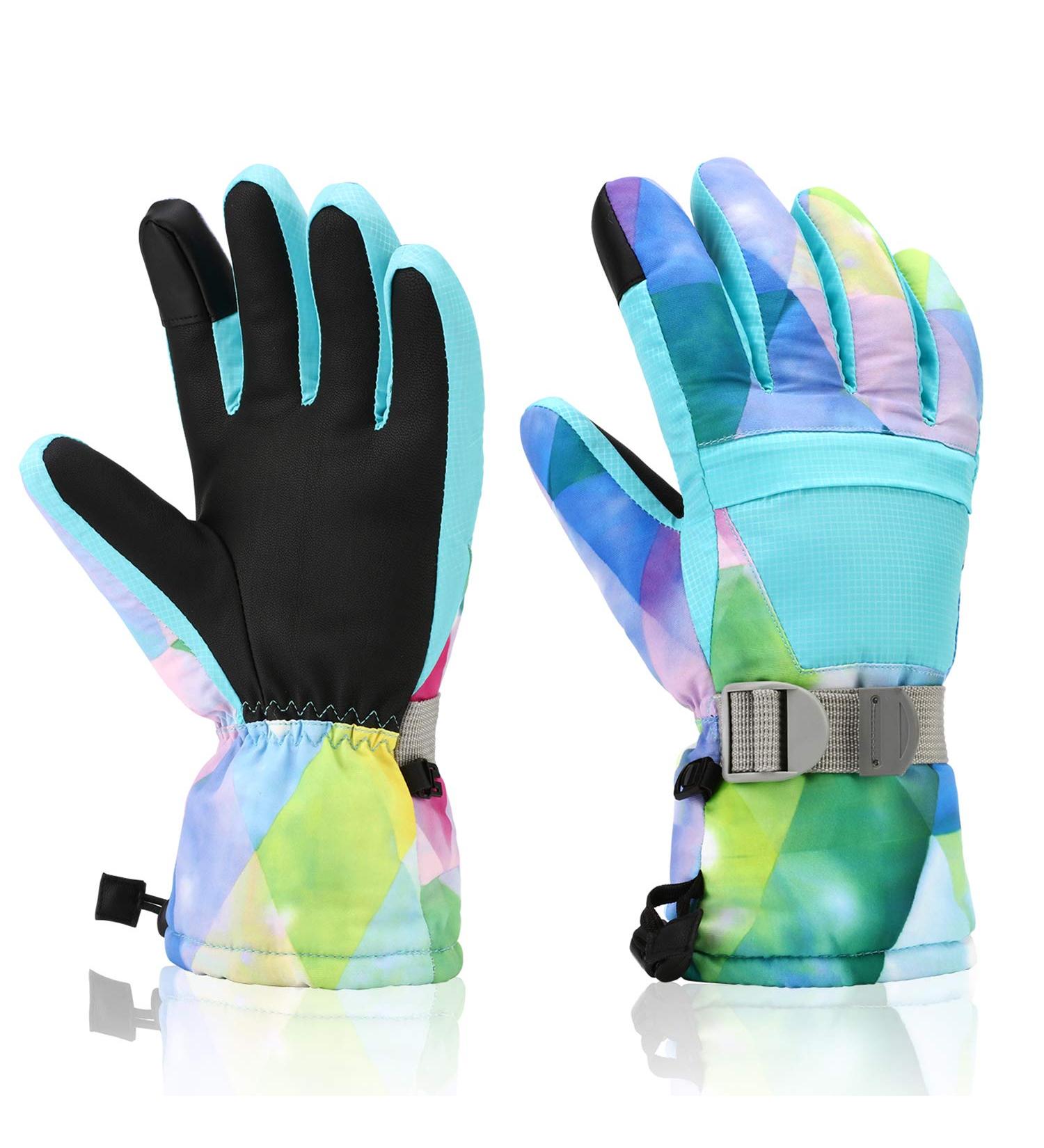 Yidomto Winter Waterproof Ski Gloves - Light Blue - Women's and Boys 12-14 - Buy Online on GoSupps.com