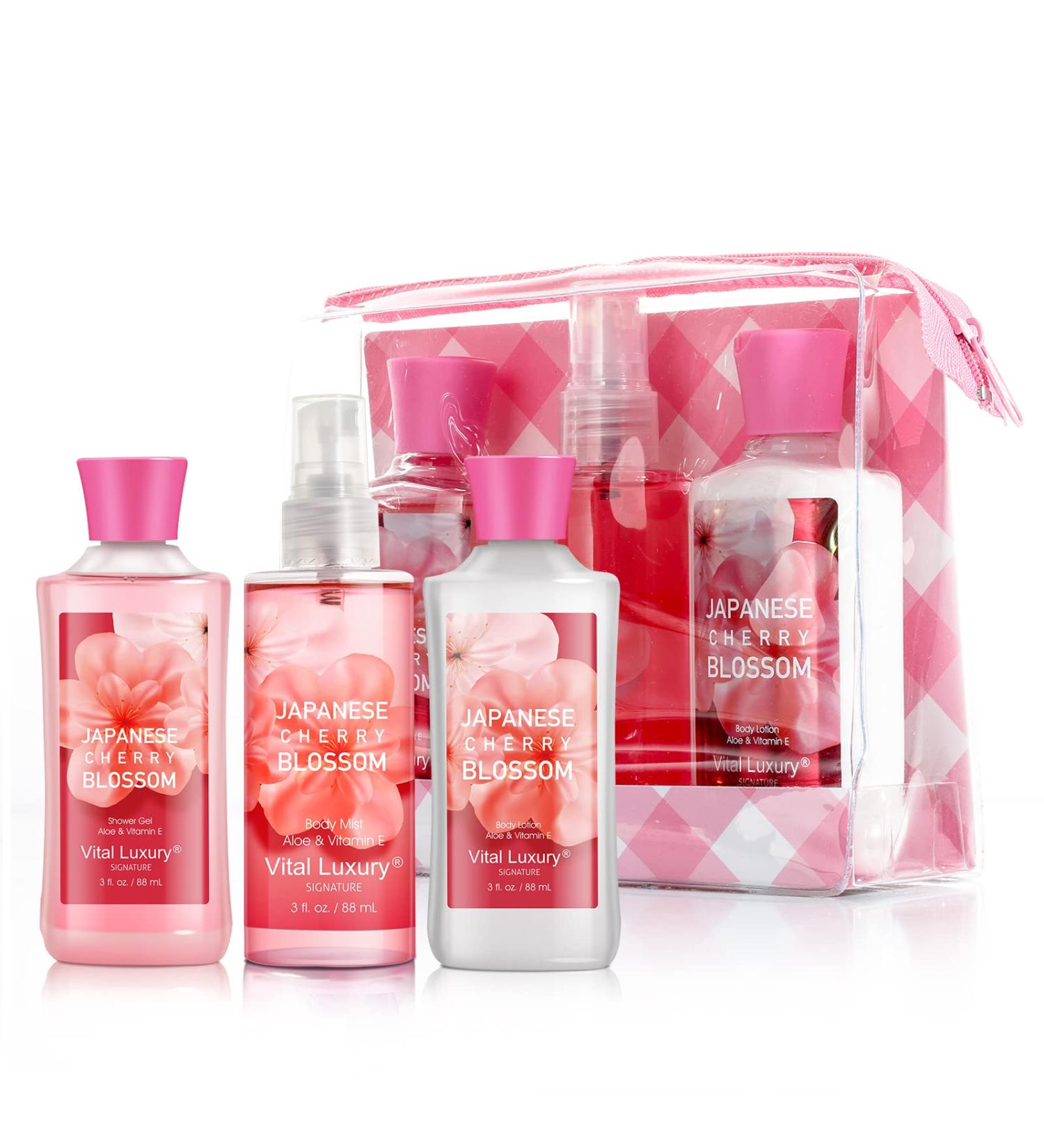 Vital Luxury Bath & Body Care Travel Set - Japanese Cherry Blossom Home Spa Set - Buy Online on GoSupps.com