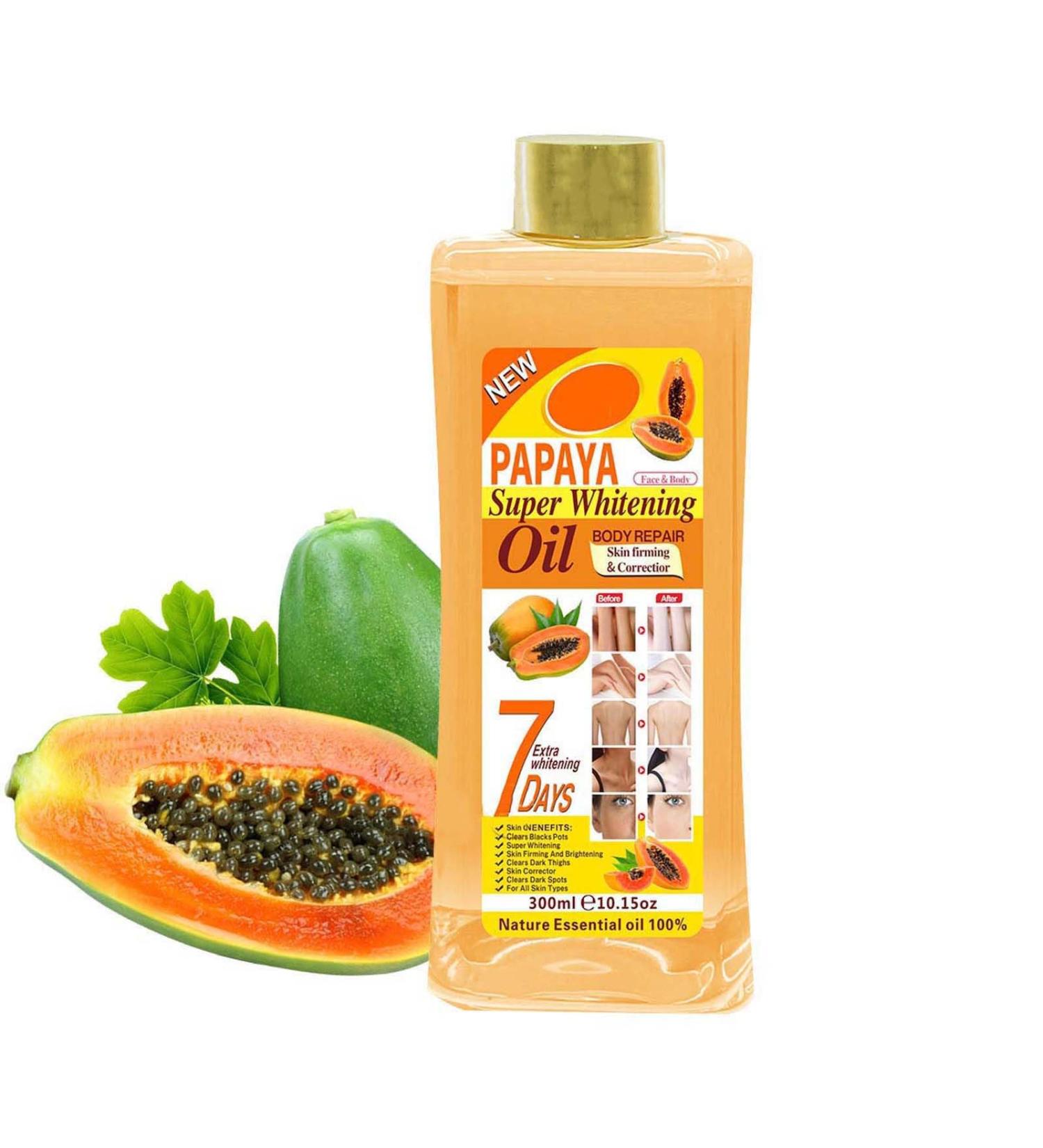 Soft 7 Papaya Super Whitening Oil Veetgold Papaya Oil For Skin Papaya Super Whitening Oil Papaya Oil For Lightening Dark Skin Papaya Super Whitening Oil Body Repair For All Skin Types (300ml) - Buy Online on GoSupps.com
