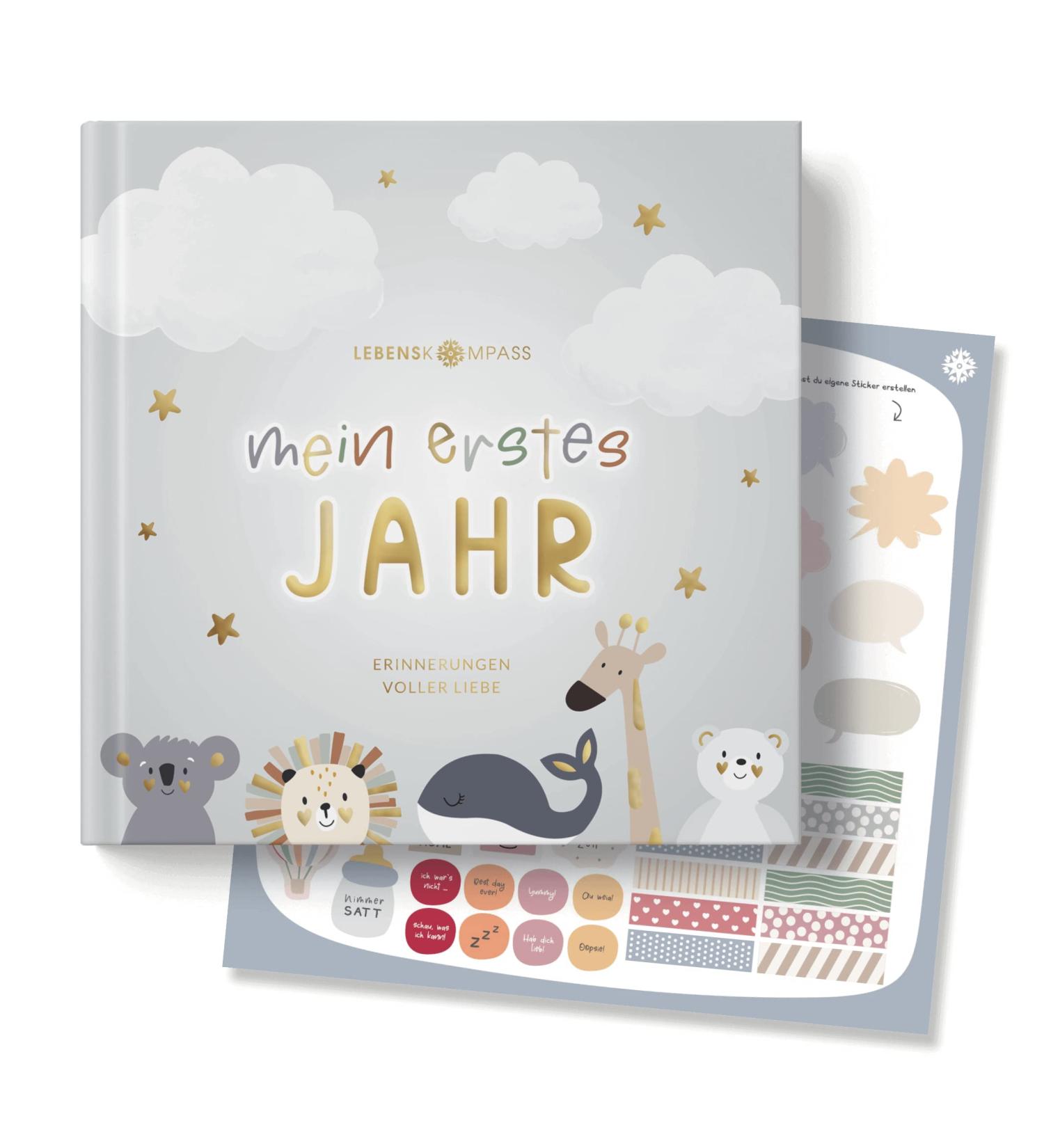 Life Compass Baby Album | My First Year Air - 75+ Stickers & Saying Cards | Perfect Baby Diary & Memory Book for Girls & Boys - Buy Online on GoSupps.com