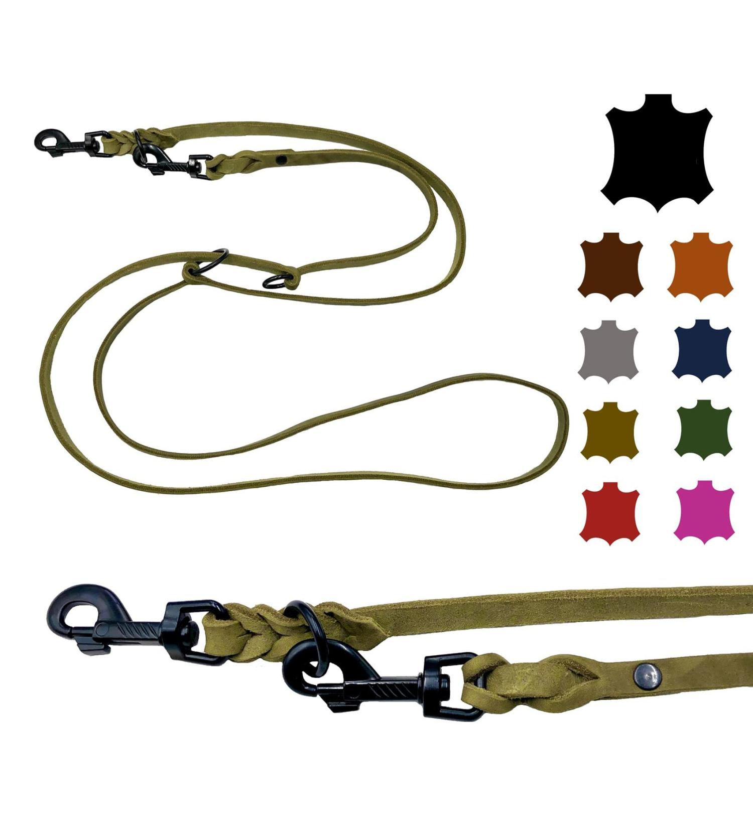 Double Line Dog Liner for Small & Large Dogs - Adjustable 2.40m Olive Green | Durable Hooks & Comfort - Buy Online on GoSupps.com