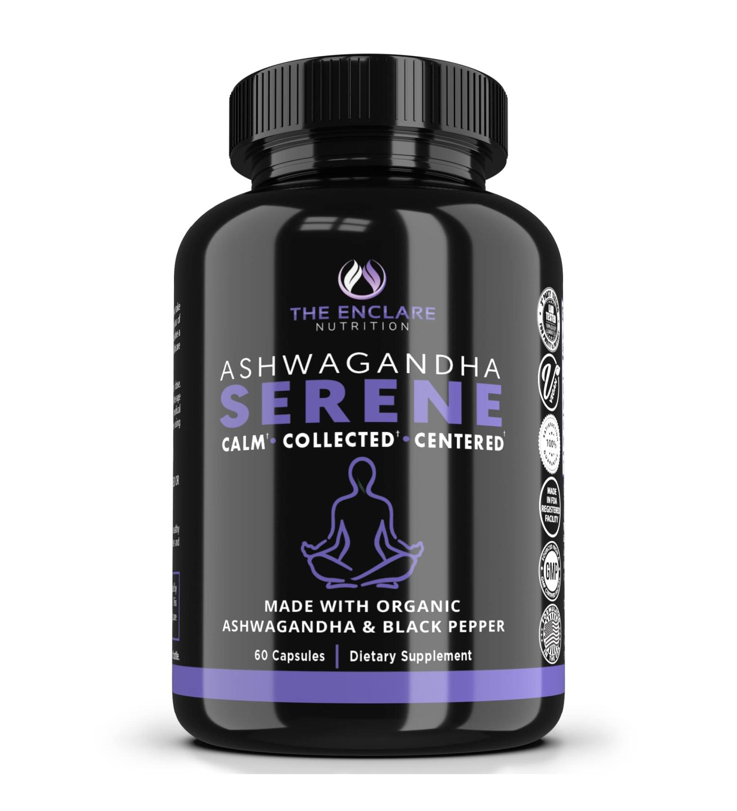 THE ENCLARE NUTRITION | Ashwagandha Supplement Capsules 1300mg. Organic Ashwagandha Root Powder Black Pepper Extract | Natural Sleep Aid Focus Mood Energy Immune/Thyroid Support (1) - Buy Online on GoSupps.com