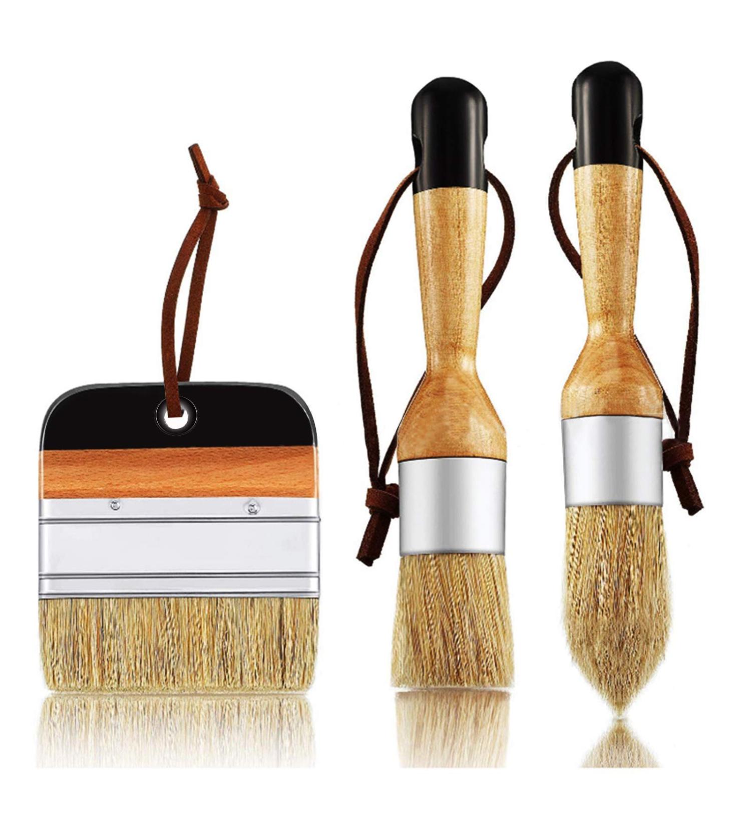 3PC Chalk and Wax Paint Brush Set for DIY Projects | Large Painting and Waxing Tool with Smooth Natural Bristles | Ideal for Milk Paint, Folk Art, Home D cor, Furniture, Wood Projects, and Stencils | Reusable - Buy Online on GoSupps.com