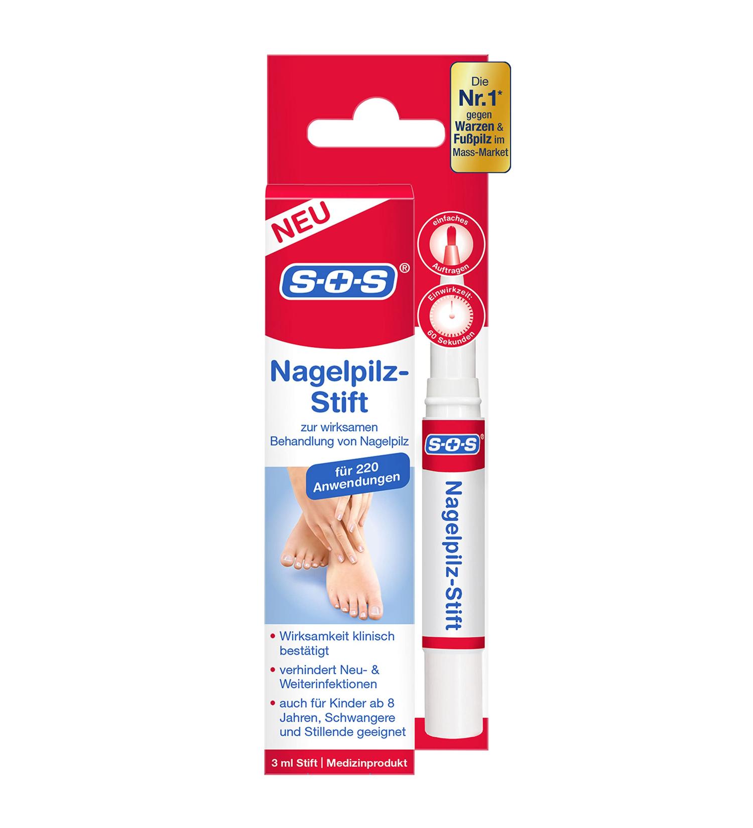SOS Nagelwilz-Stift | Anti Nail Fungus Treatment | 6-Month Supply | Easy Pen Applicator | Nail Discoloration Solution | 2-Pack (3 ml) - Buy Online on GoSupps.com