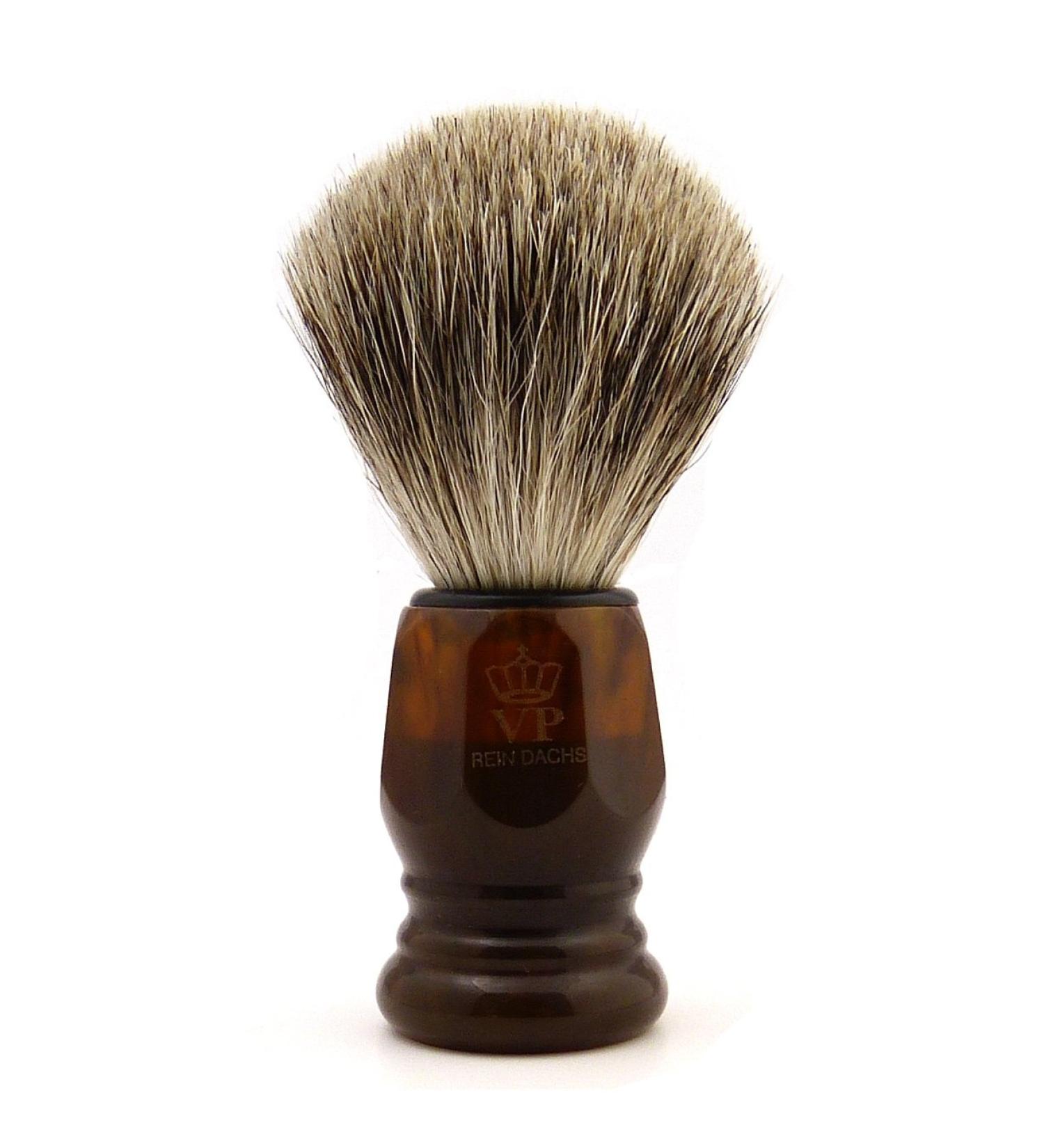 Shaving brush Royal VP - with badger hair in finest quality - synthetic resin handle havana