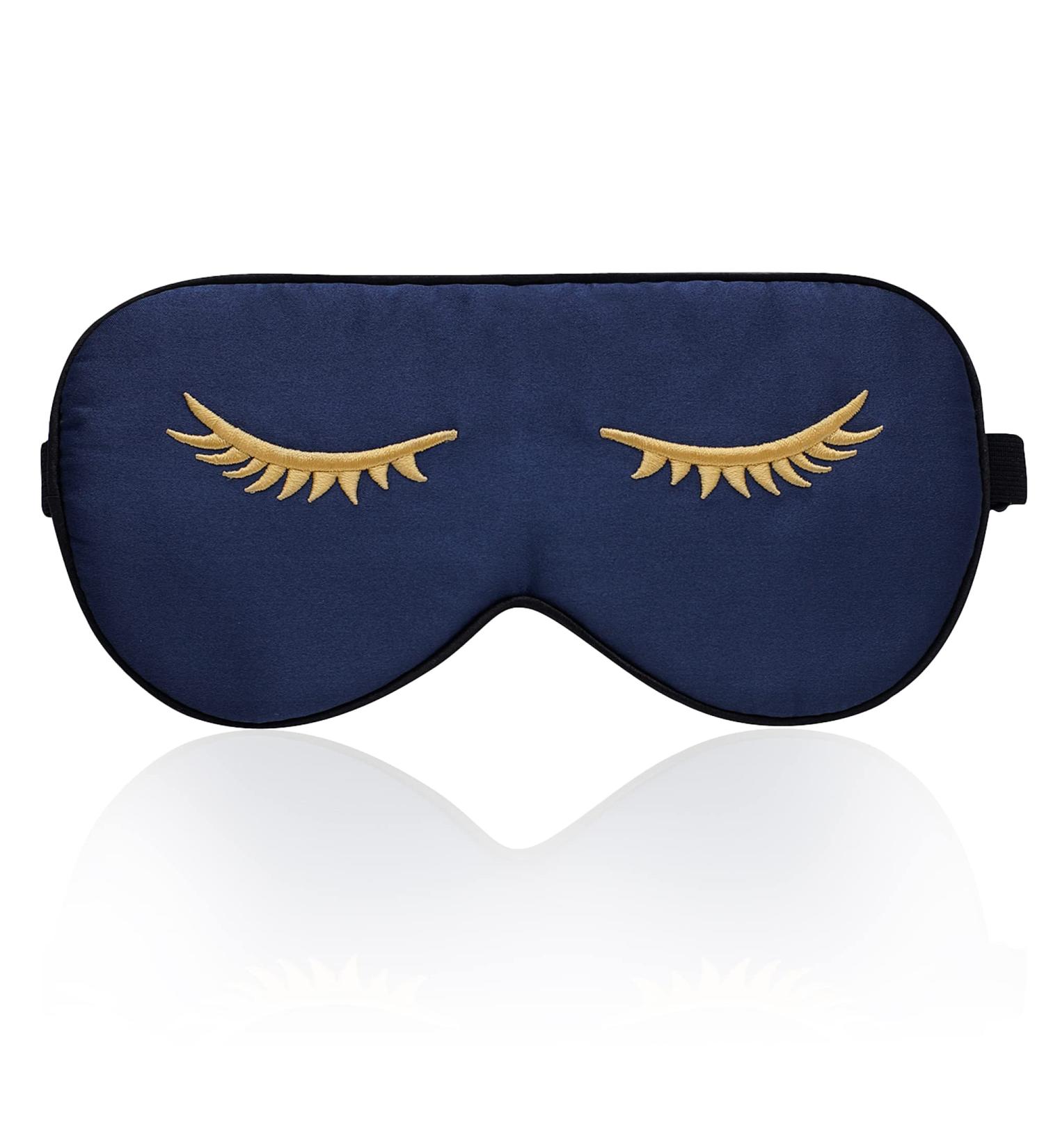 Townssilk Silk Sleep Mask - Adjustable Strap, Super Soft Eye Mask in Navy Blue Pattern 4 - Buy Online on GoSupps.com