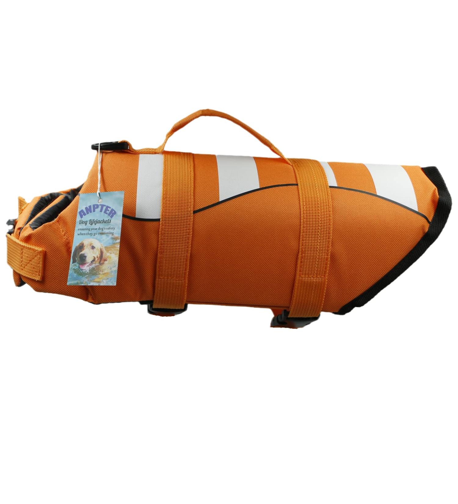 Wallpage Adjustable Dog Life Jacket - Orange Swimming Vest for Small Medium & Large Dogs - Safe & Comfortable Pet Wallow Vest - Buy Online on GoSupps.com