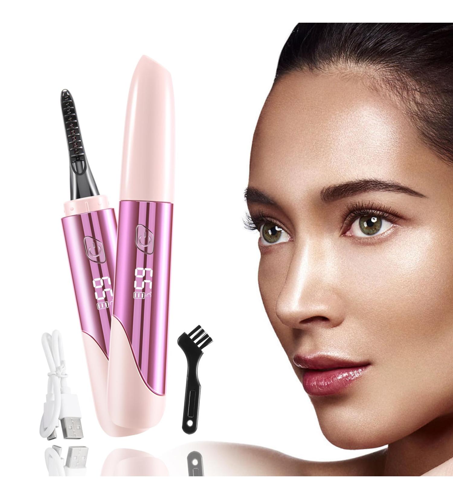 Liseng Portable Electric Eyelash Curler Heated Eyelash Curler Rechargeable Makeup Curling Kit with LED Display 4 Temperature Pink Pink 4 Temperature - Buy Online on GoSupps.com