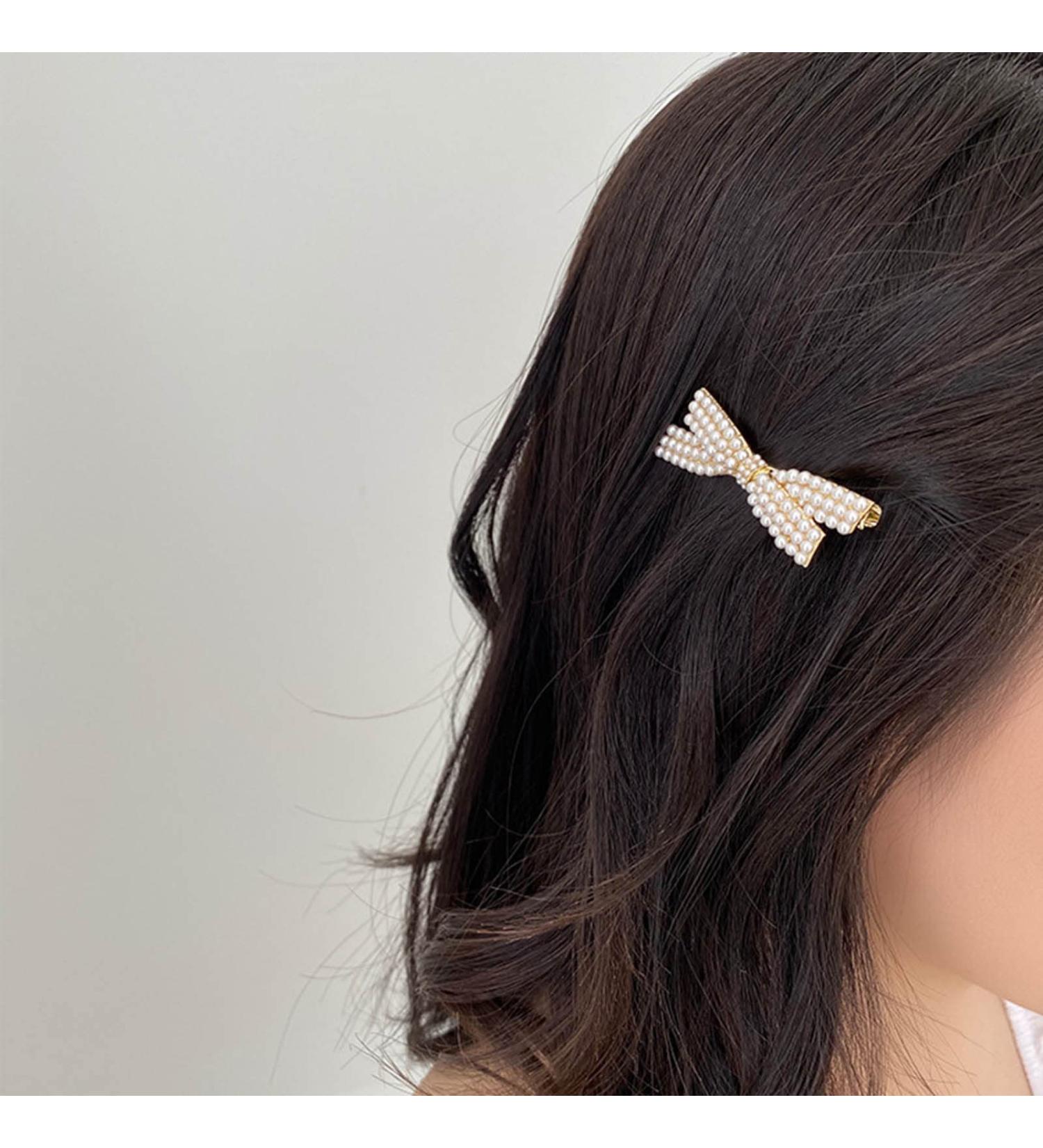 Wendalern Pearl Bow Hair Clips Vintage Pearl Hair Clip White Bow Hair Pins Barrette Gold Pearl Alligator Hair Clips Decorative Hair Accessories for Women and Girls - Buy Online on GoSupps.com