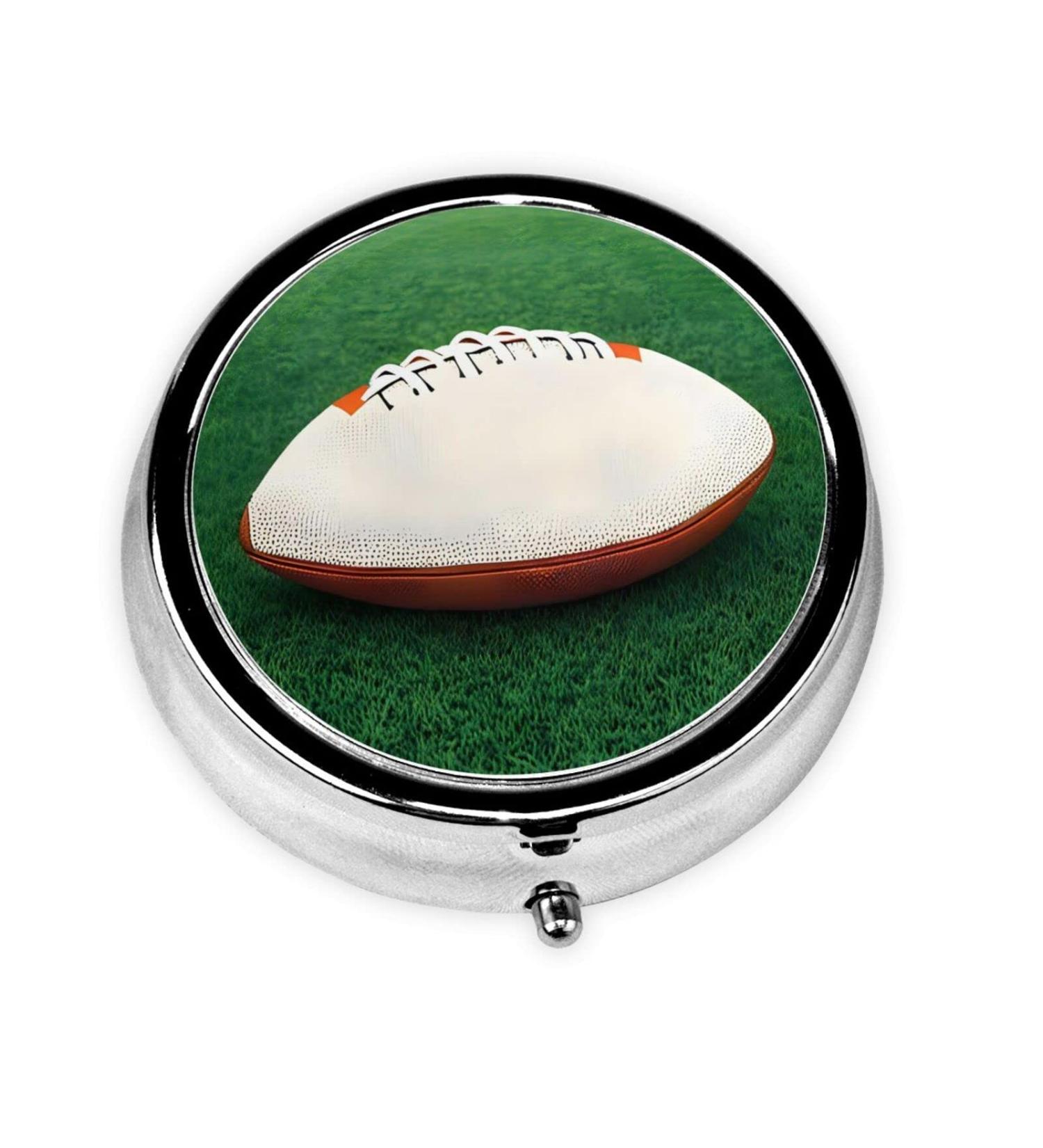 White Rugby Ball Round Pill Box | 3 Compartment Organizer & Portable Travel Solution - Buy Online on GoSupps.com