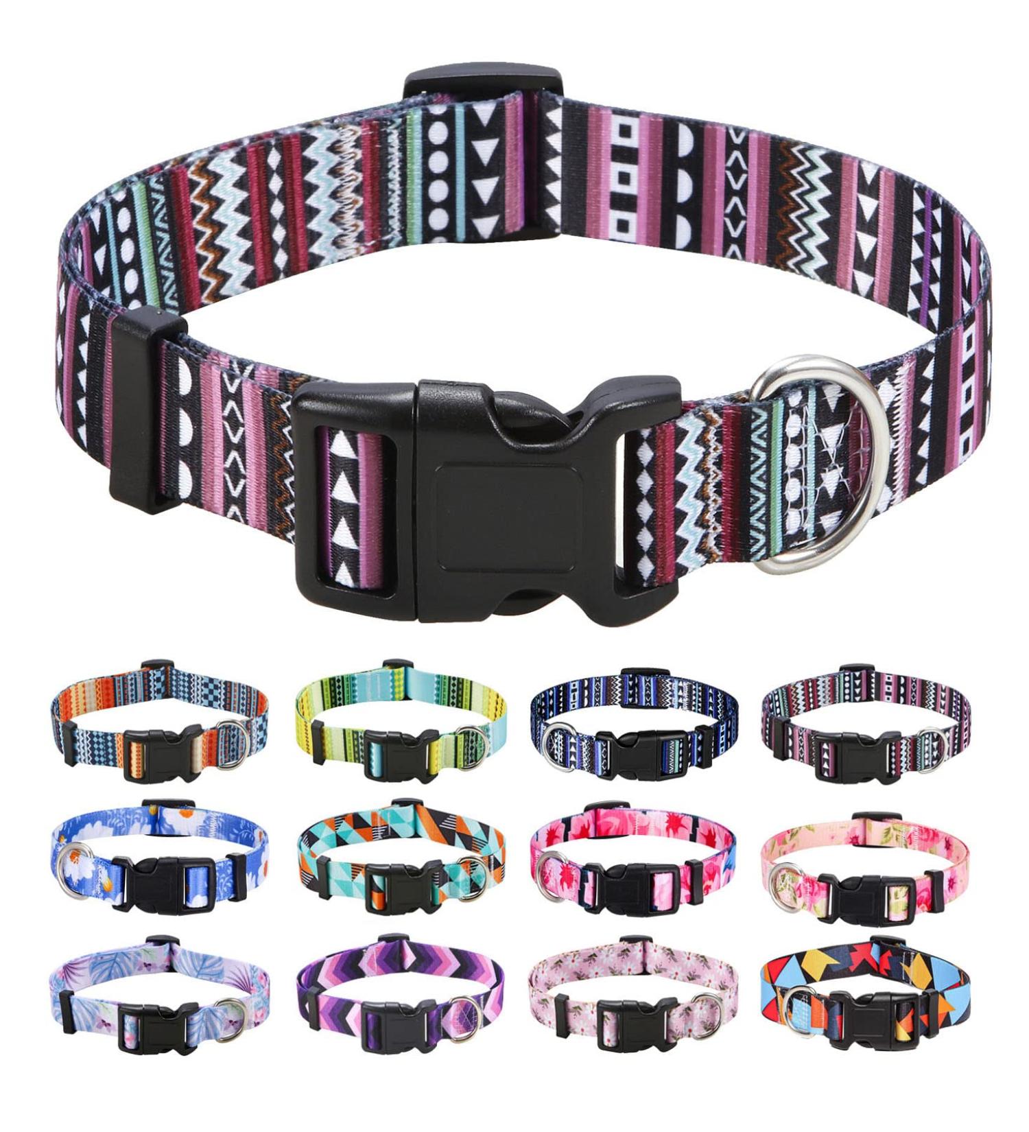 Shop Mihqy Adjustable Bohemian Dog Collar - Soft & Comfortable Floral Design for All Dog Sizes | Purple 38-63 cm - Buy Online on GoSupps.com
