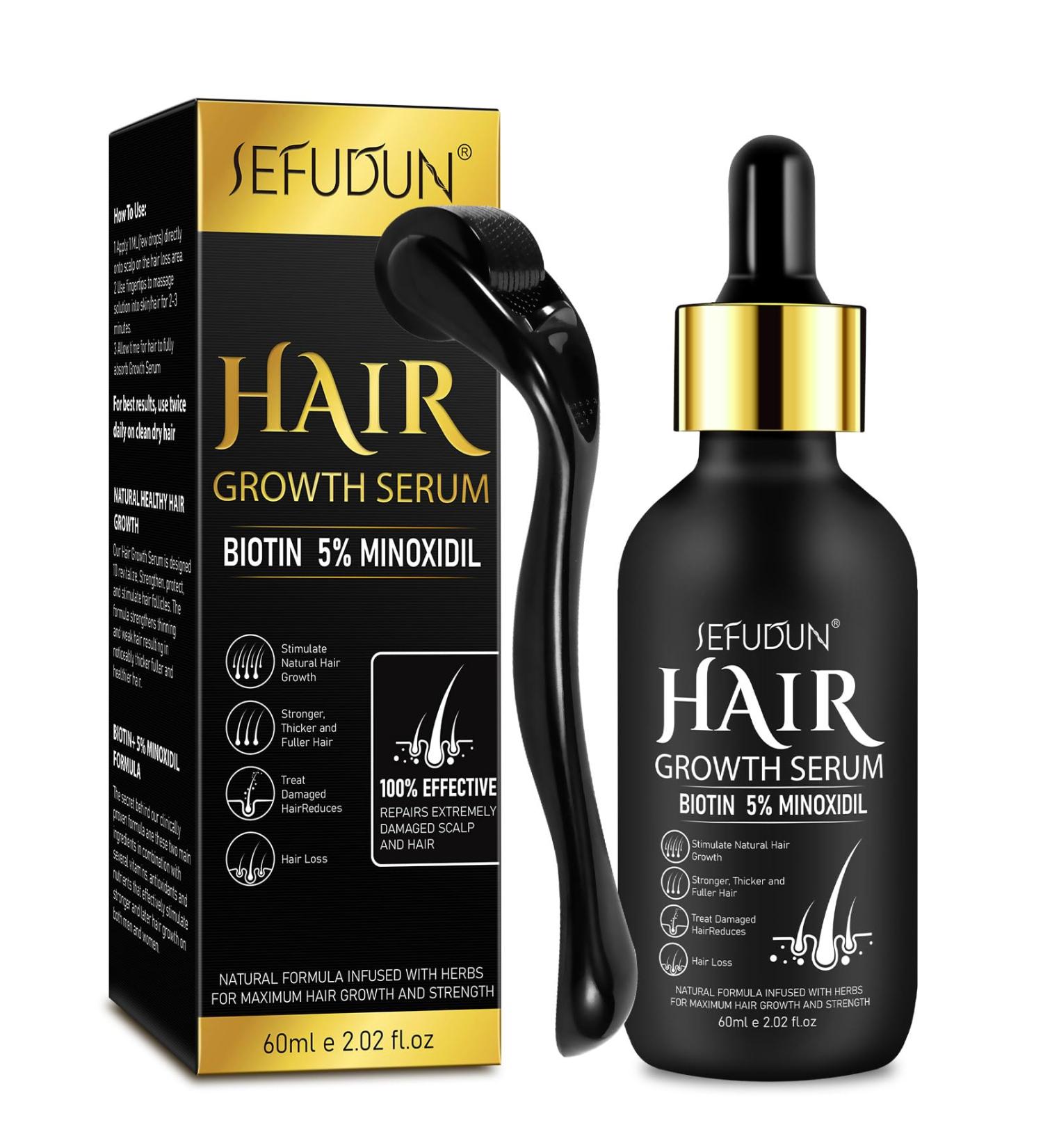 5% Minoxidil Hair Growth Serum Kit - Regrow Hair Thinning Treatment with Biotin - 2.02 Fl oz 1 Month Supply | International Shipping Available - Buy Online on GoSupps.com