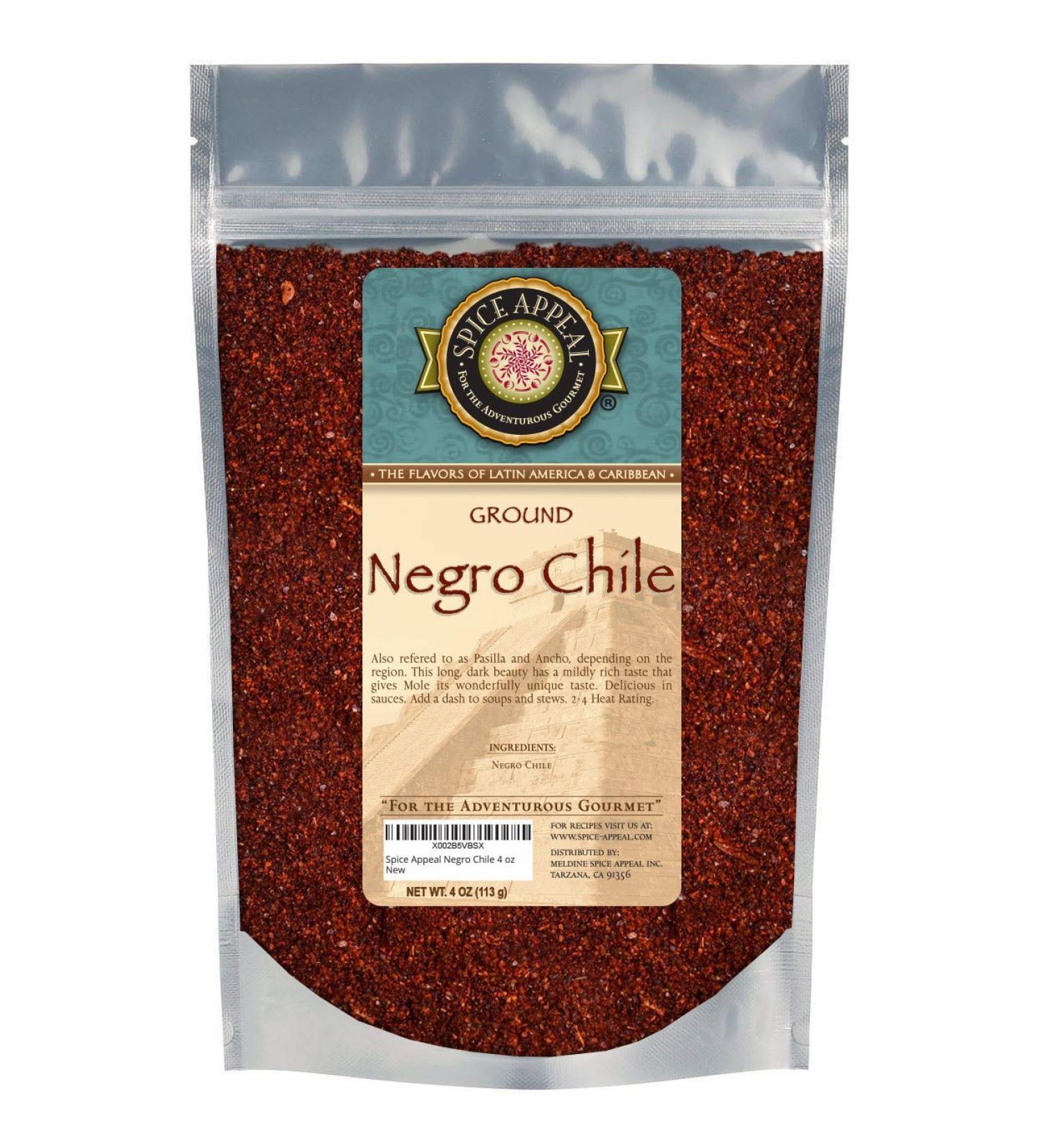 Spice Appeal Negro Chile in resealable stay fresh pouch 4 oz Negro Chile Ground 4 Ounce