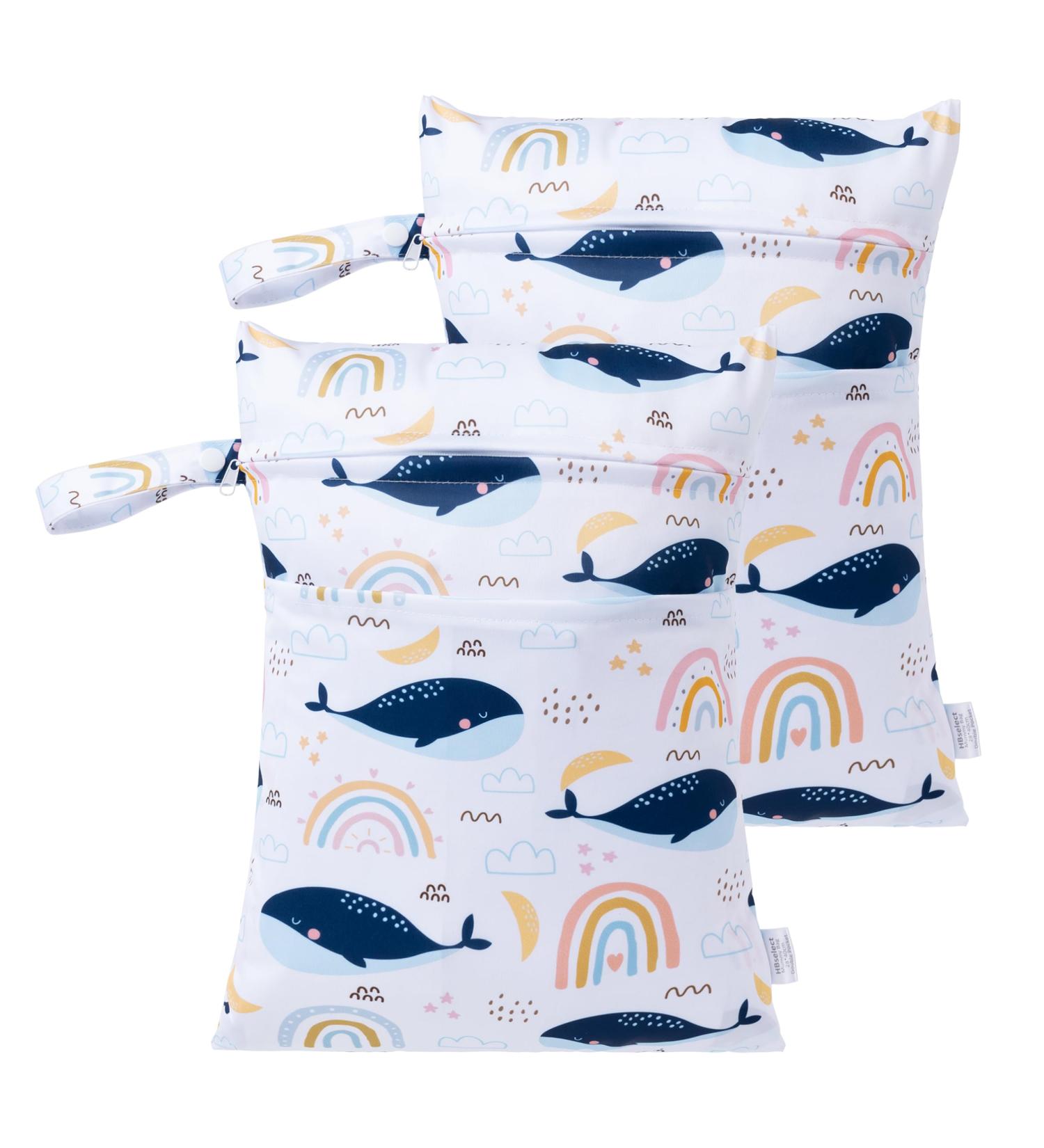 Hbselect 2PCs Waterproof Diaper Bag Set | Reusable Zipper Wet Wipes Organizer for Babies & Toddlers - Whale Design - Buy Online on GoSupps.com