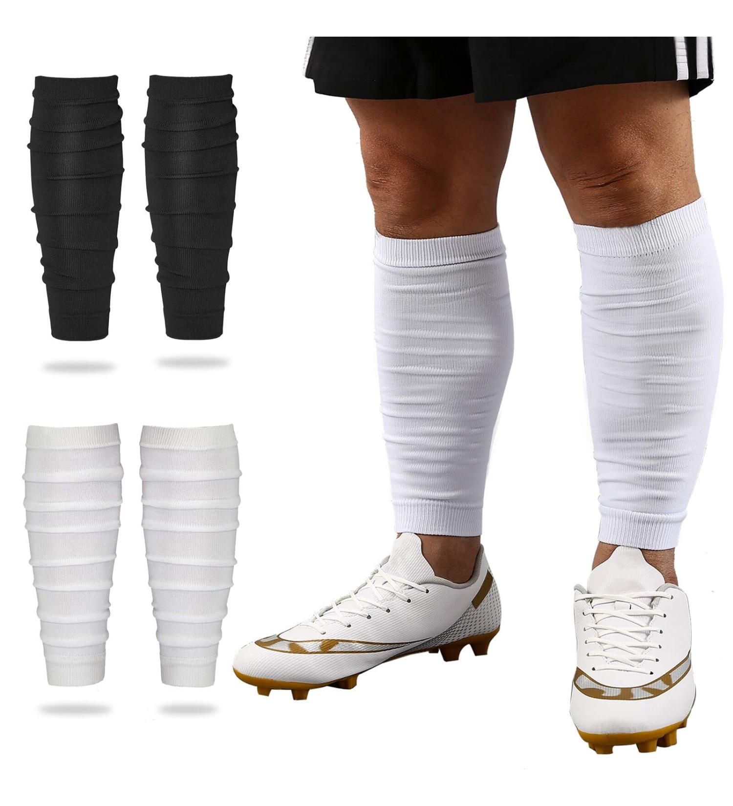 Buy 2 Pairs Football Leg Sleeves for Men & Youth | Calf Support Sleeves - BLA+WHI Size M - International Shipping - Buy Online on GoSupps.com