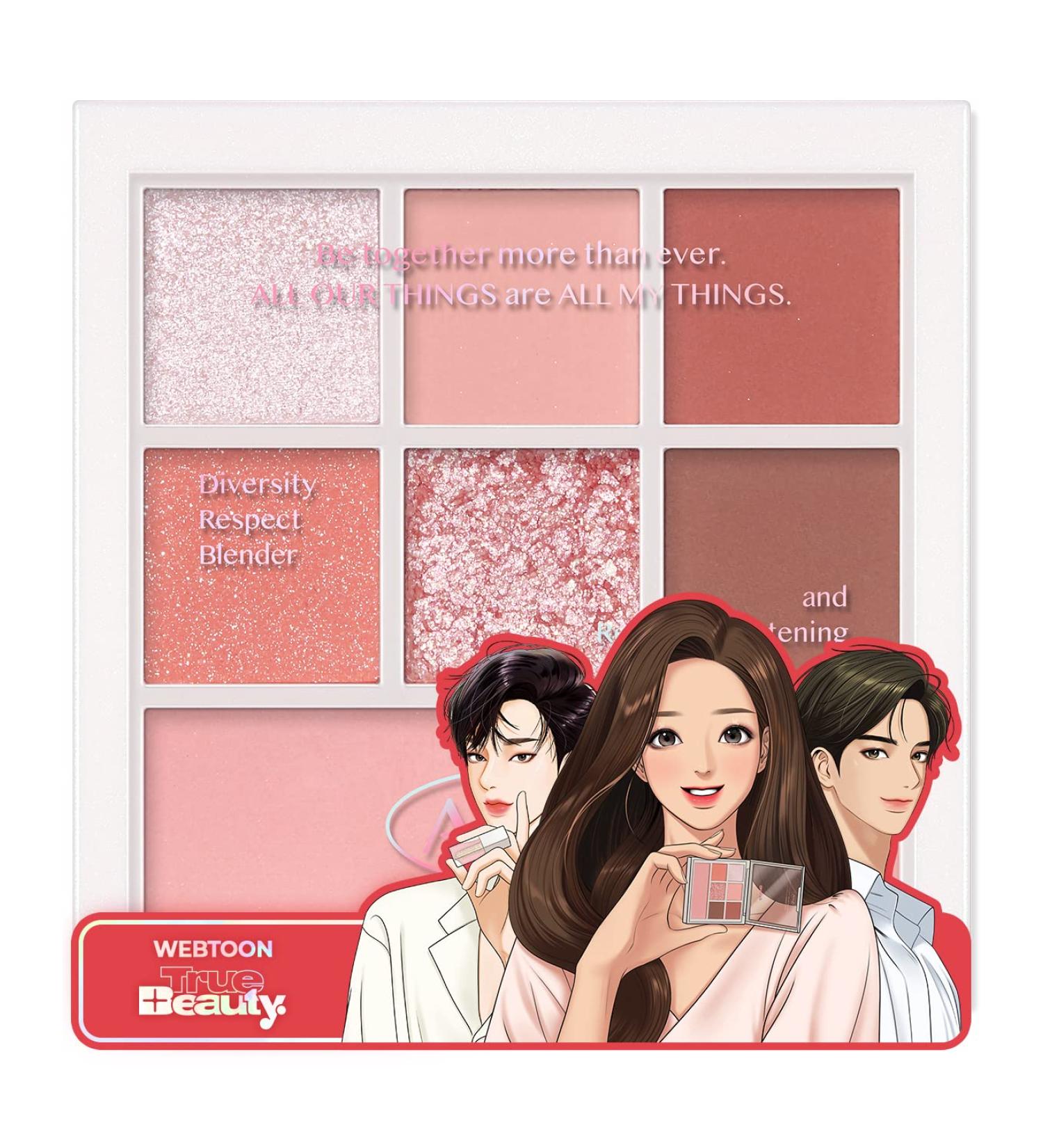 AMTS x True Beauty Edition Love EyeShadow Palette - Matte, Shimmer, Metallic Oam Lasting Cheek Blush - K Beauty Pink Gold Makeup - Buy Online on GoSupps.com
