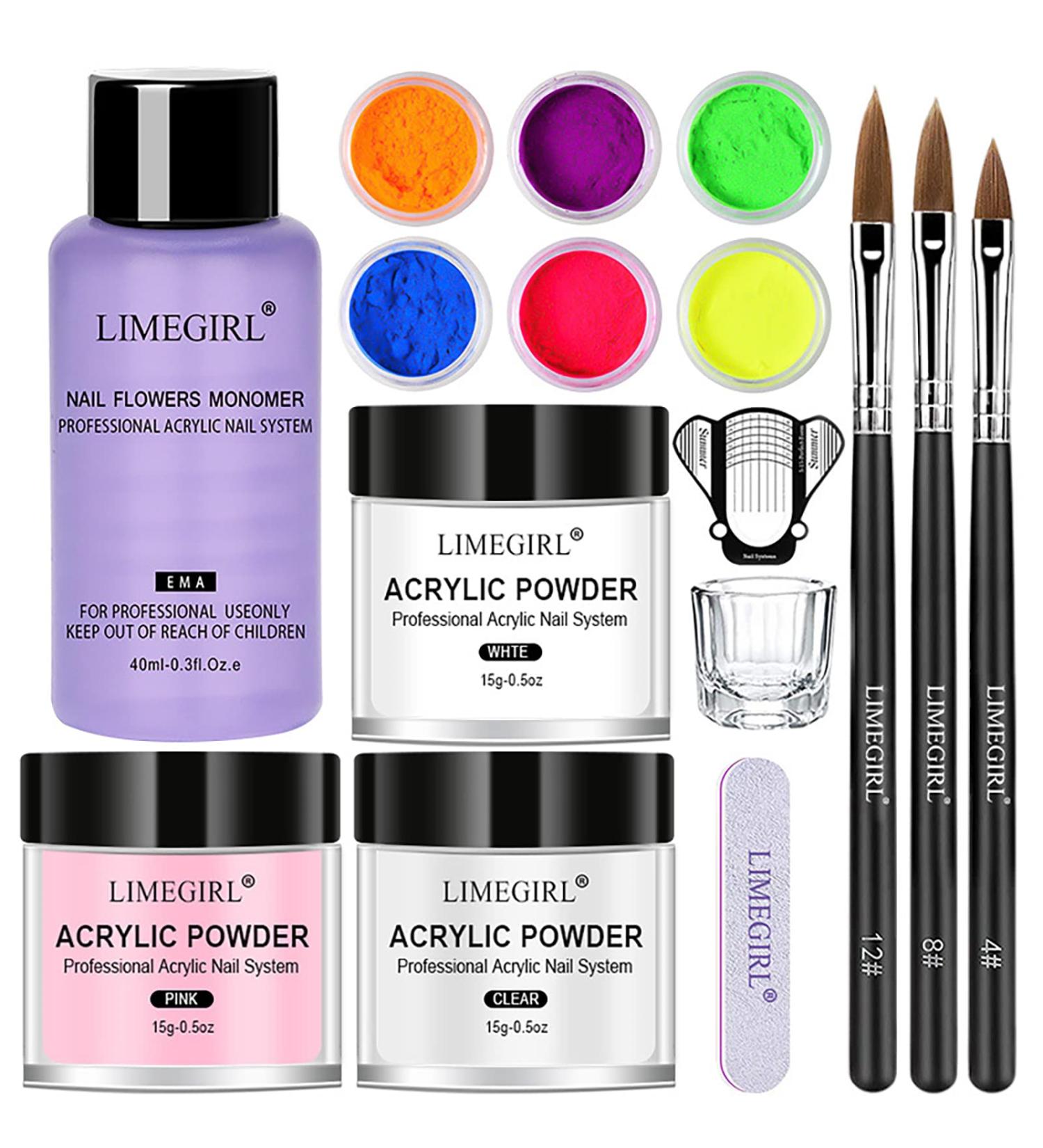 RoseFlower Acrylic Nail Kits Full Set - Beginner Acrylic Nail Powder Kit with 3 Colors - Nail Salon #9 - Buy Online on GoSupps.com