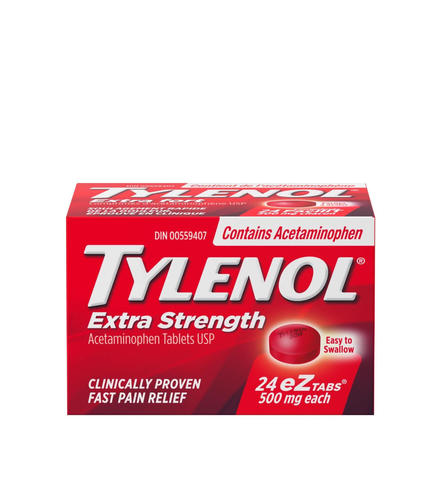 Tylenol Extra Strength Acetaminophen Tablets 500 mg 24 Count (Pack of 1) Tab - Buy Online on GoSupps.com
