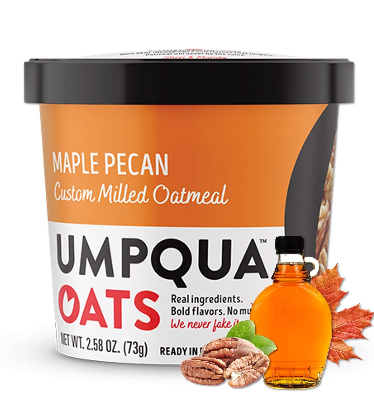 Umpqua Oats Maple Pecan Premium Oatmeal Cups - Pack of 8 | Custom Milled, Non-GMO, All Natural & No Mush - Buy Online on GoSupps.com