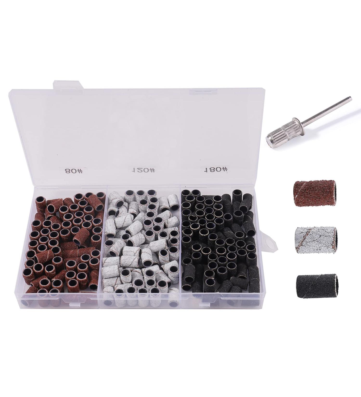 BNG Nail Cutter Sanding Sleeves 210 Pieces Sanding Caps Sanding Bands Nail Cutter Nail Set with Nail Drill Bits Pedicure Manicure Nail File for Acrylic Nails Cuticle Removal 80/120/180 GRIT - Buy Online on GoSupps.com