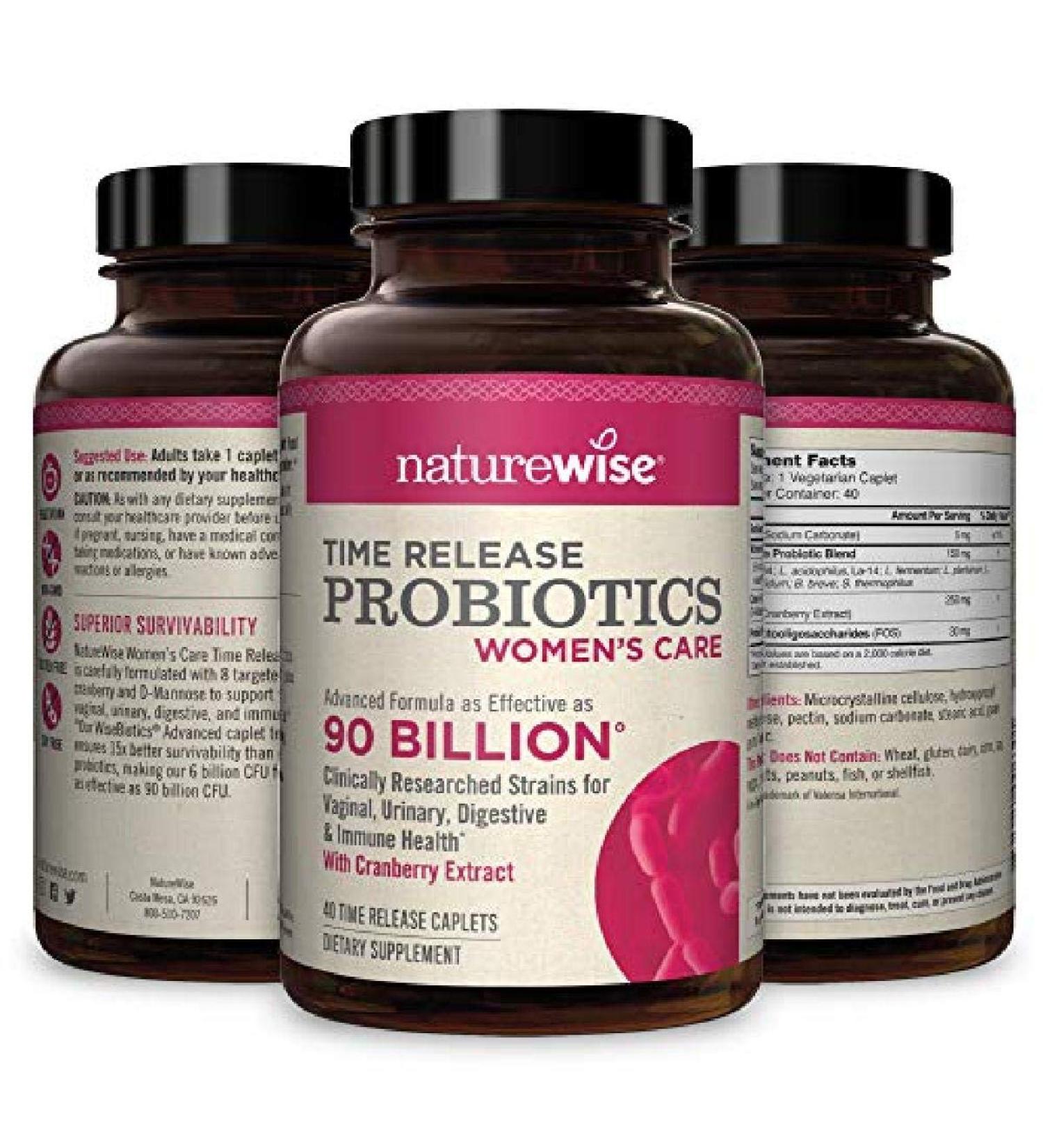 NatureWise Women's Care Time Release Probiotics - 40 Caplets for Digestive Health - Buy Online on GoSupps.com