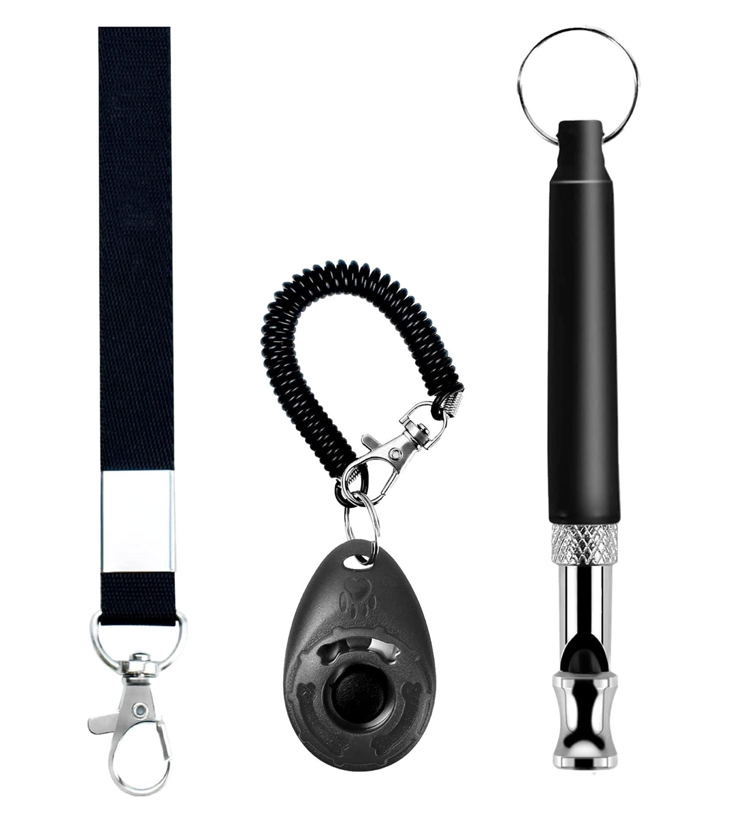 eBargainer Ultrasonic Dog Whistle & Pet Training Clicker Pack with Black Lanyard - Training & Behaviour Aids for Dogs Puppy & Cat Silent Dog Whistles to stop Neighbor Dog Barking Best Puppy Stuff - Buy Online on GoSupps.com