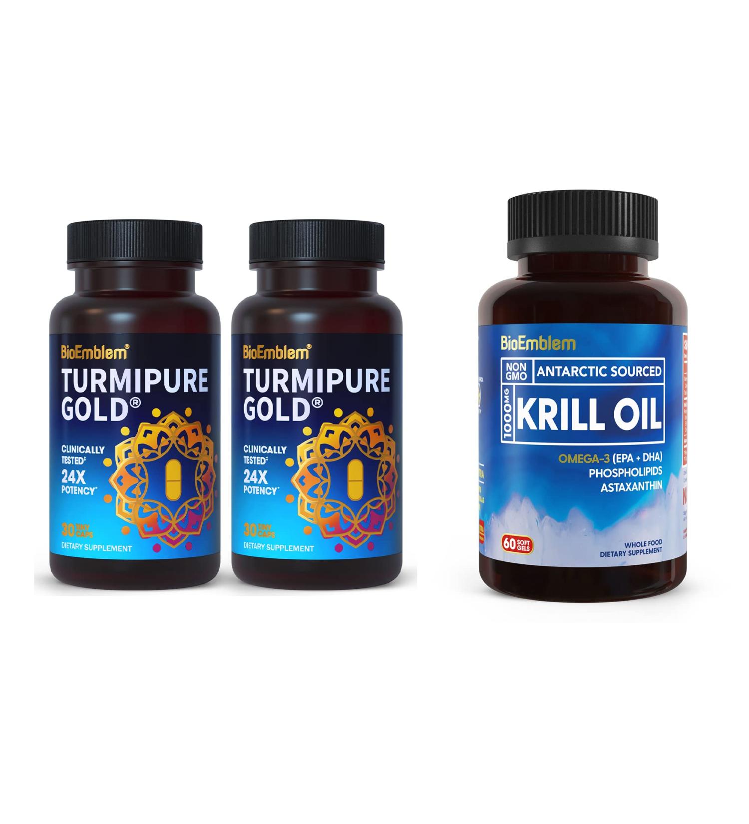BioEmblem Turmeric Curcumin with Clinically Studied TurmiPure Antarctic Krill Oil Supplement - Buy Online on GoSupps.com