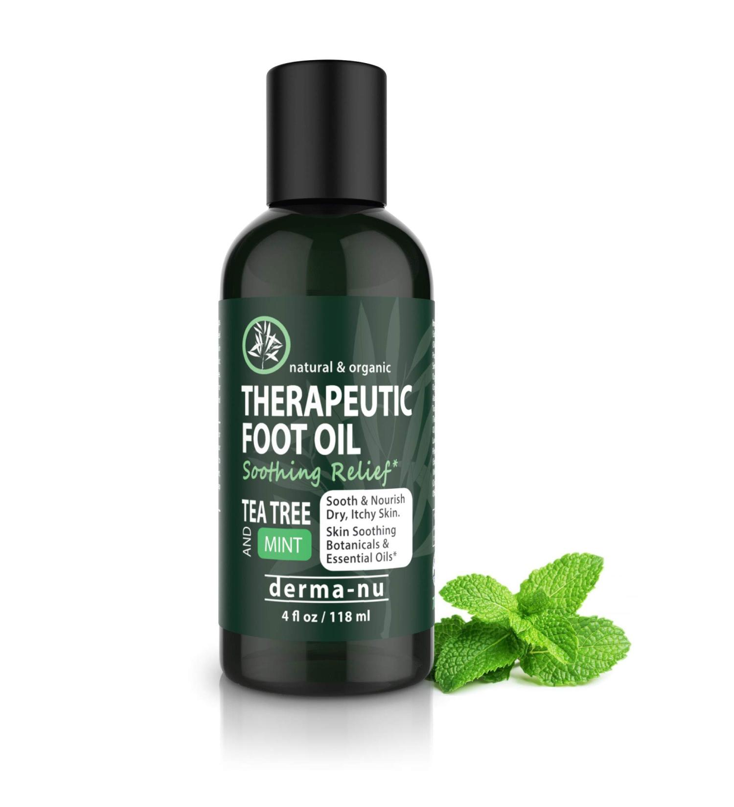 Tea Tree Oil Foot & Body Oil - Hydrating Care for Cracked Heels, Dry Skin, Odor & Fungus - 4oz - Buy Online on GoSupps.com