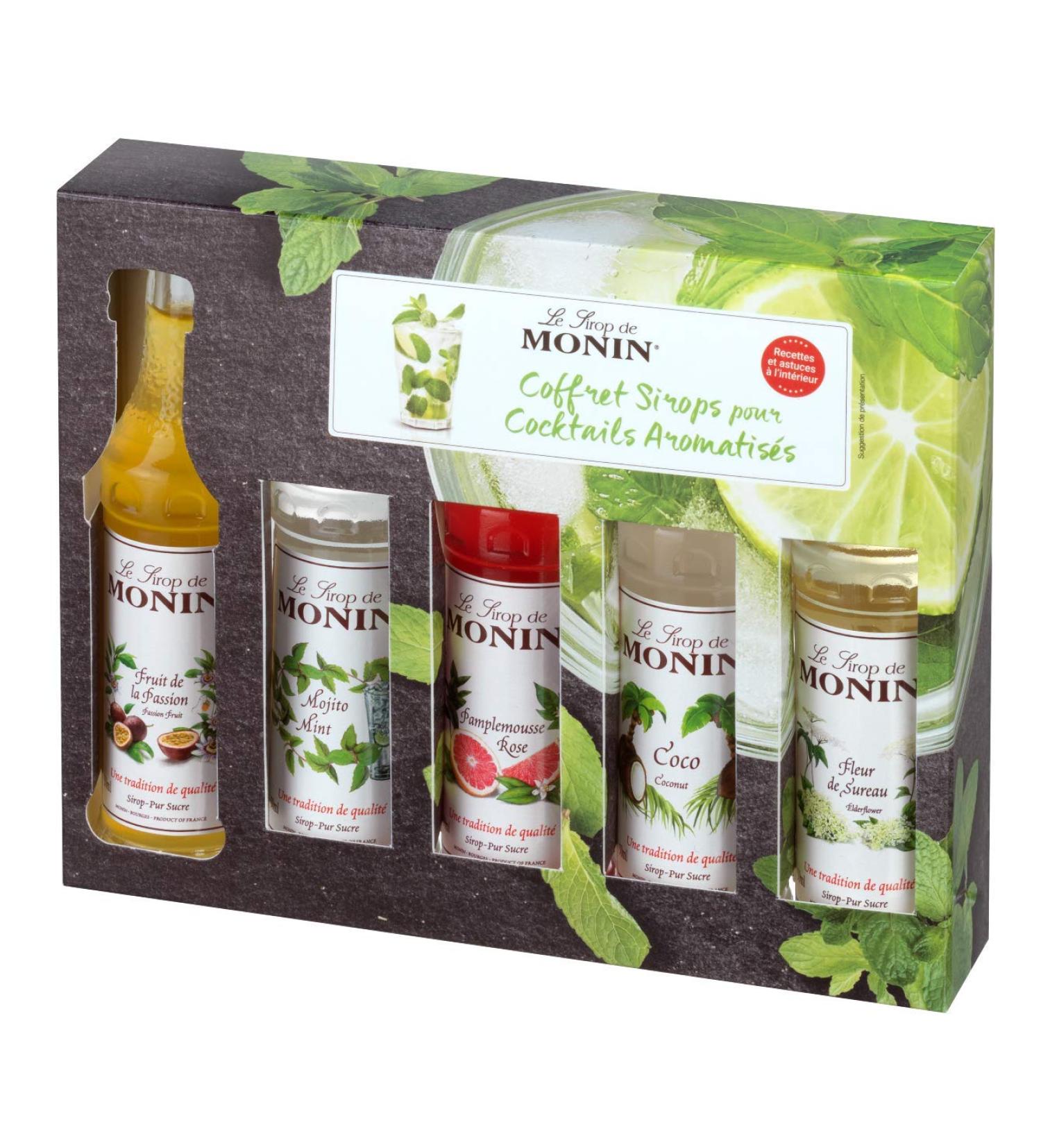 MONIN - Cocktail Set - Passion Coconut Elderflower Mojito and Strawberry - 5x5cl