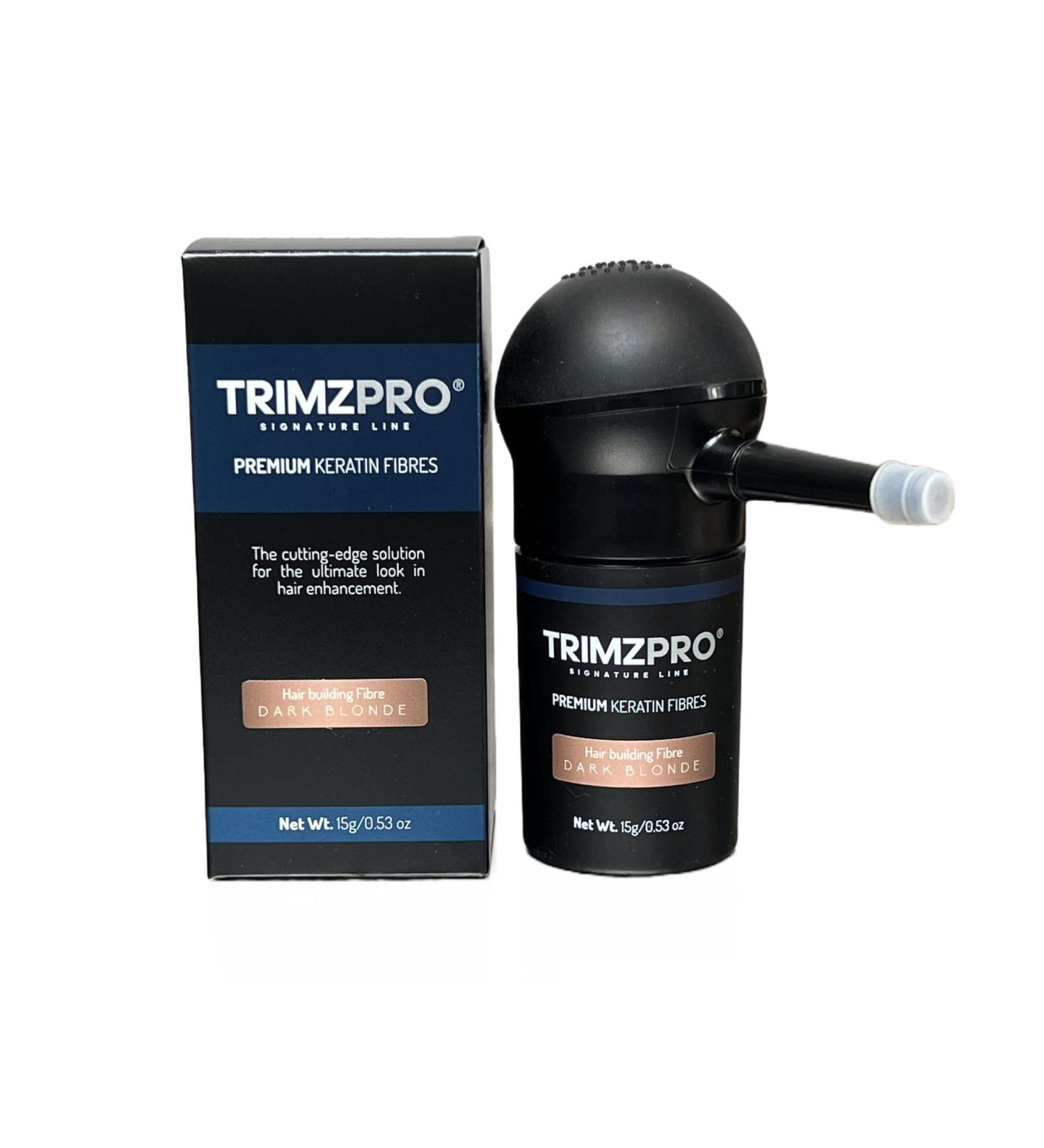 Trimzpro Signature Keratin Hair Fibres 14g - 10 Shades | Instant Thickening & Concealing Powder | Lock-In Tech for Natural Look & Durability | Hair Volumizer for Men & Women DARK BLONDE - Buy Online on GoSupps.com